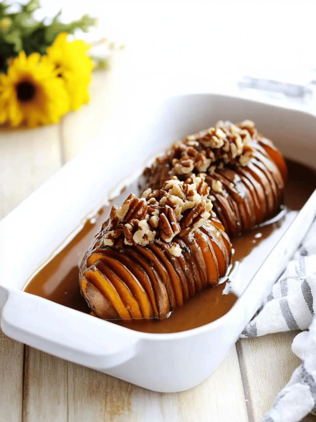 Maple Pecan Hasselback Sweet Potatoes