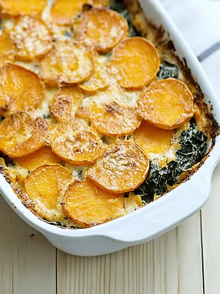 Sweet Potato & Kale Gratin