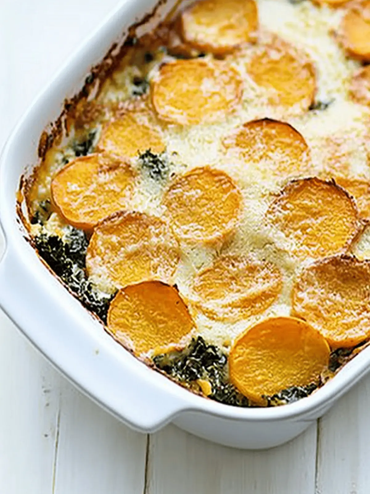 Sweet Potato & Kale Gratin