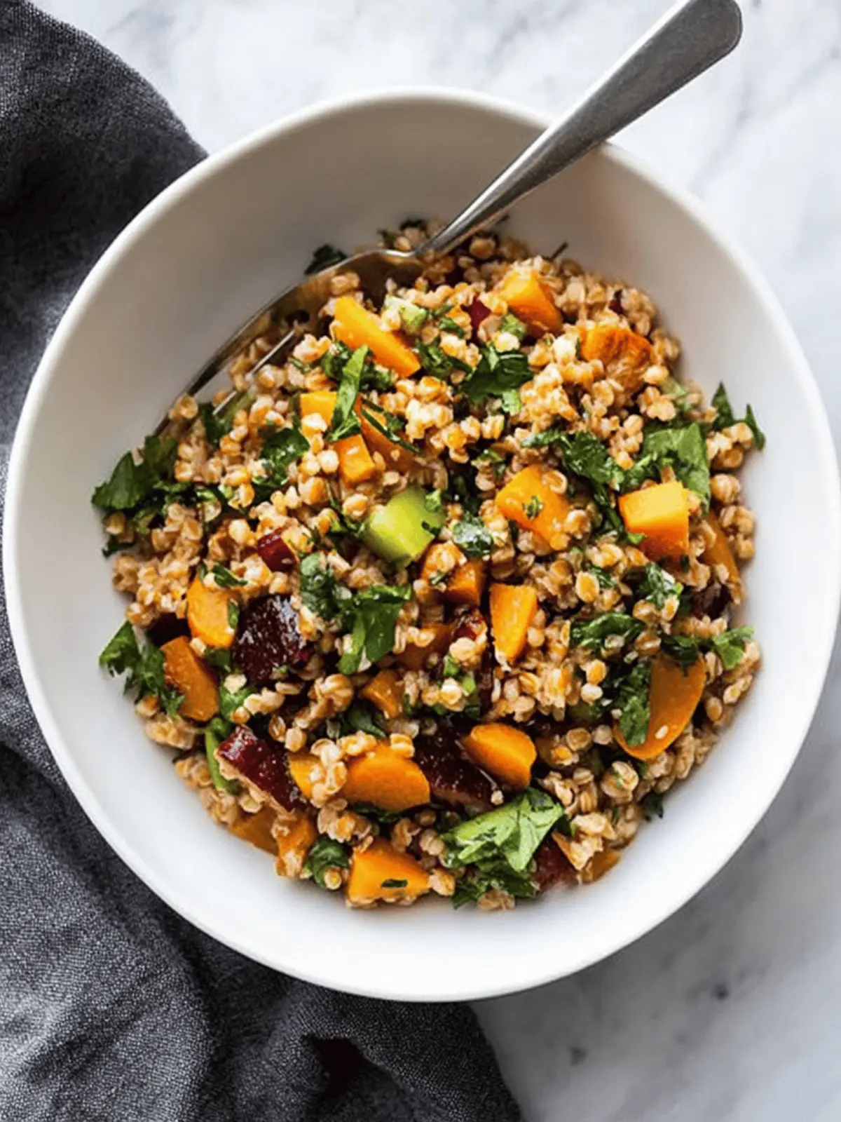 Warm Farro Salad with Roasted Root Vegetables