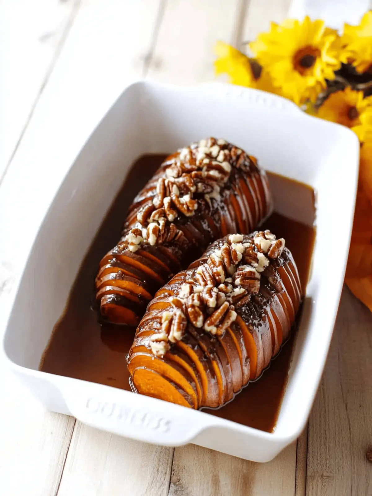 Maple Pecan Hasselback Sweet Potatoes