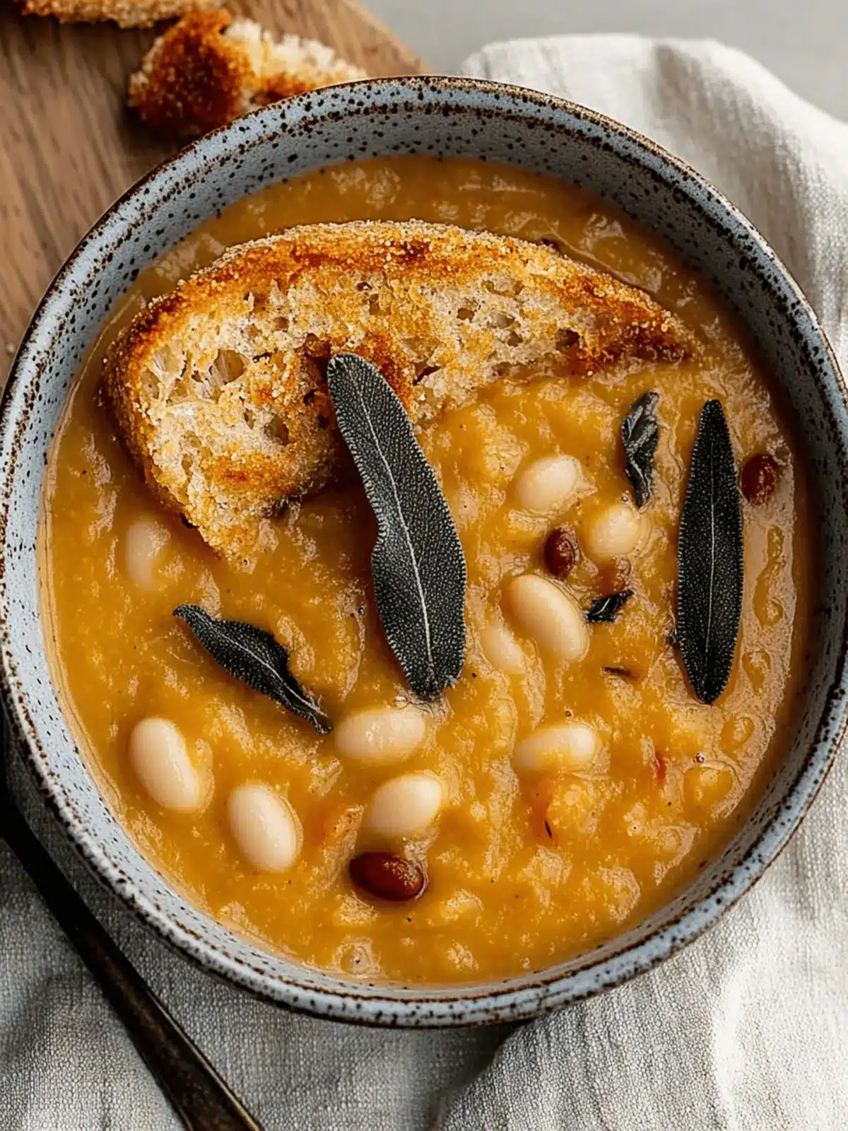 Butternut Squash White Bean Soup with Crispy Sage