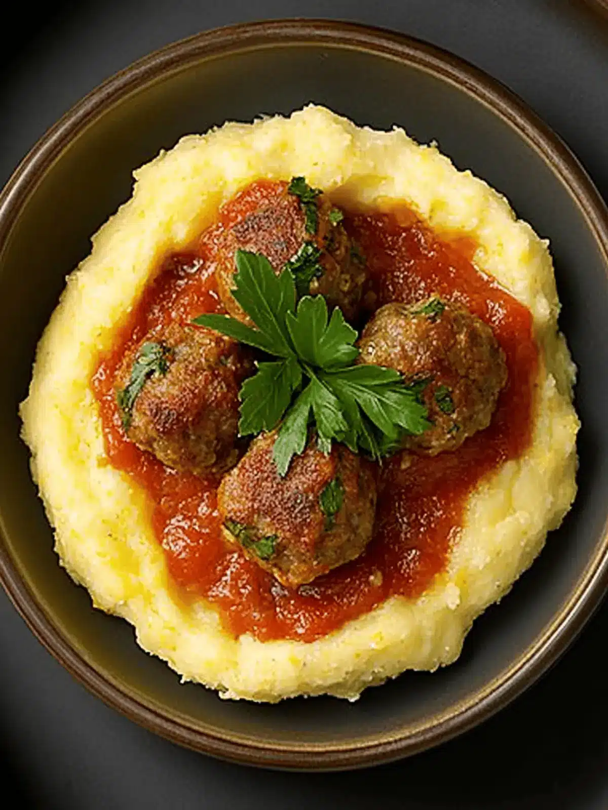 Classic Meatballs on Cheesy Polenta