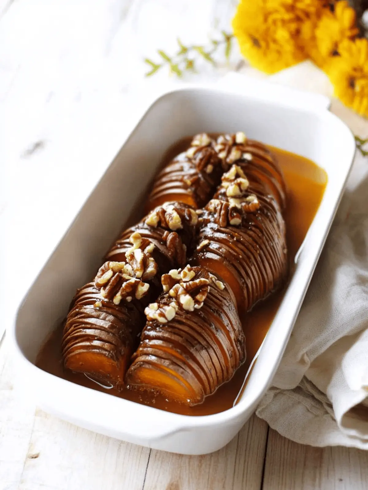 Maple Pecan Hasselback Sweet Potatoes