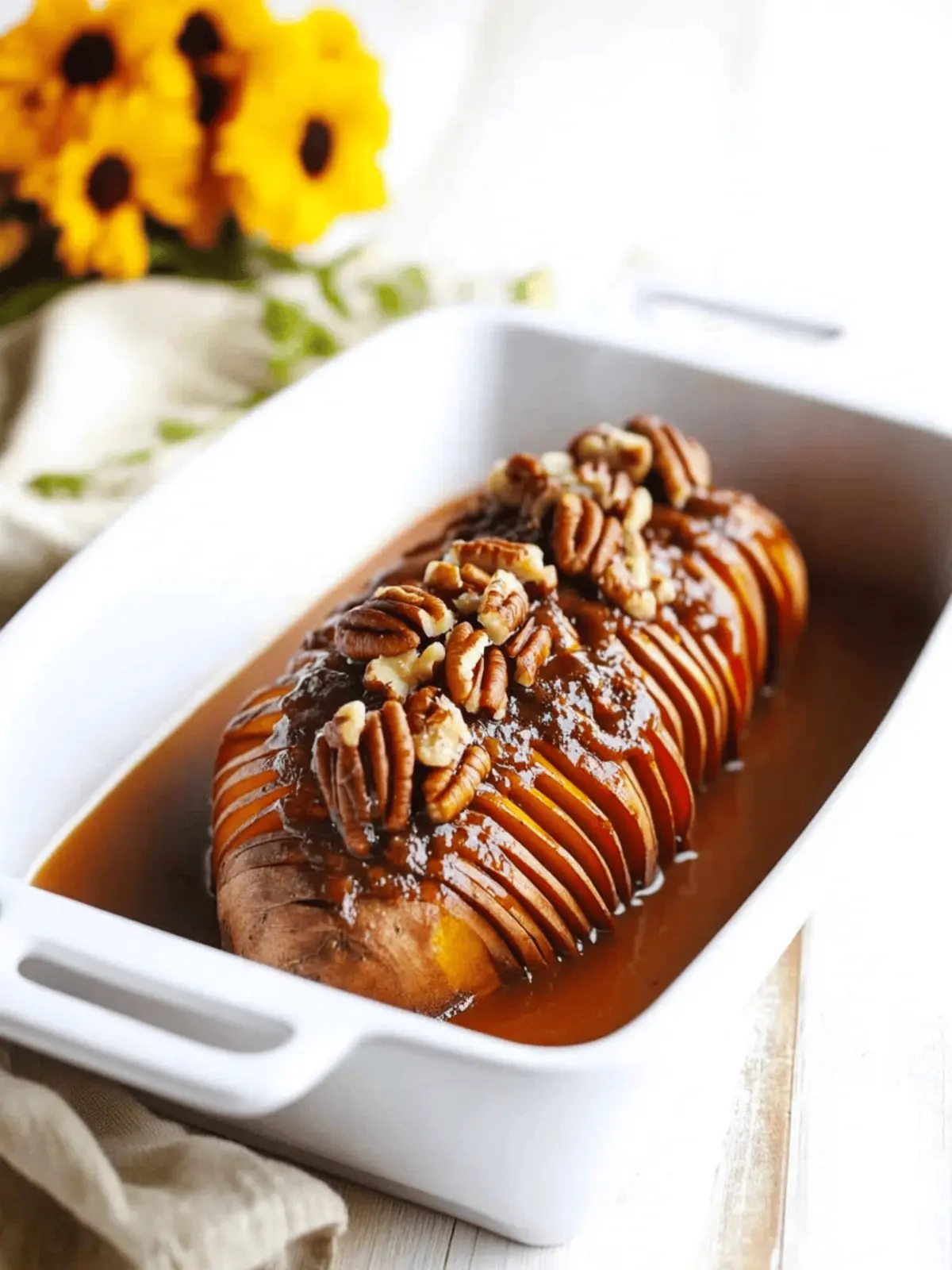 Maple Pecan Hasselback Sweet Potatoes