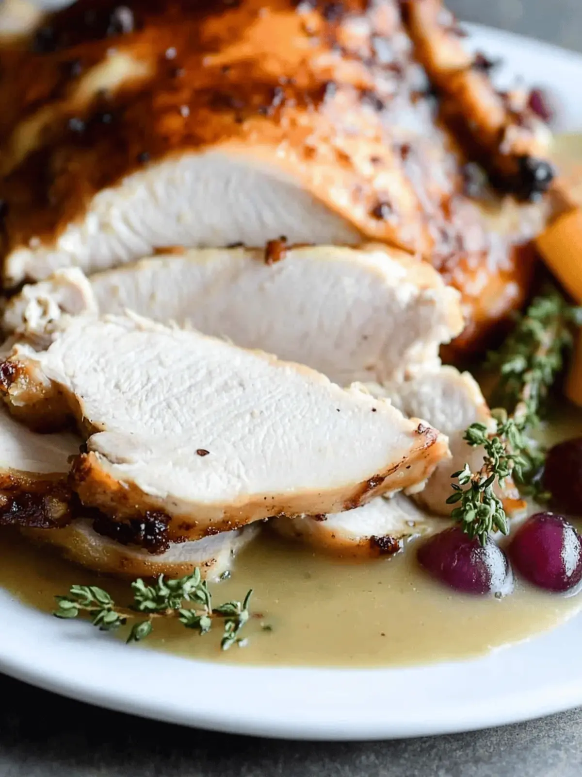 Applewood Smoked Turkey with Cider Bourbon Gravy.