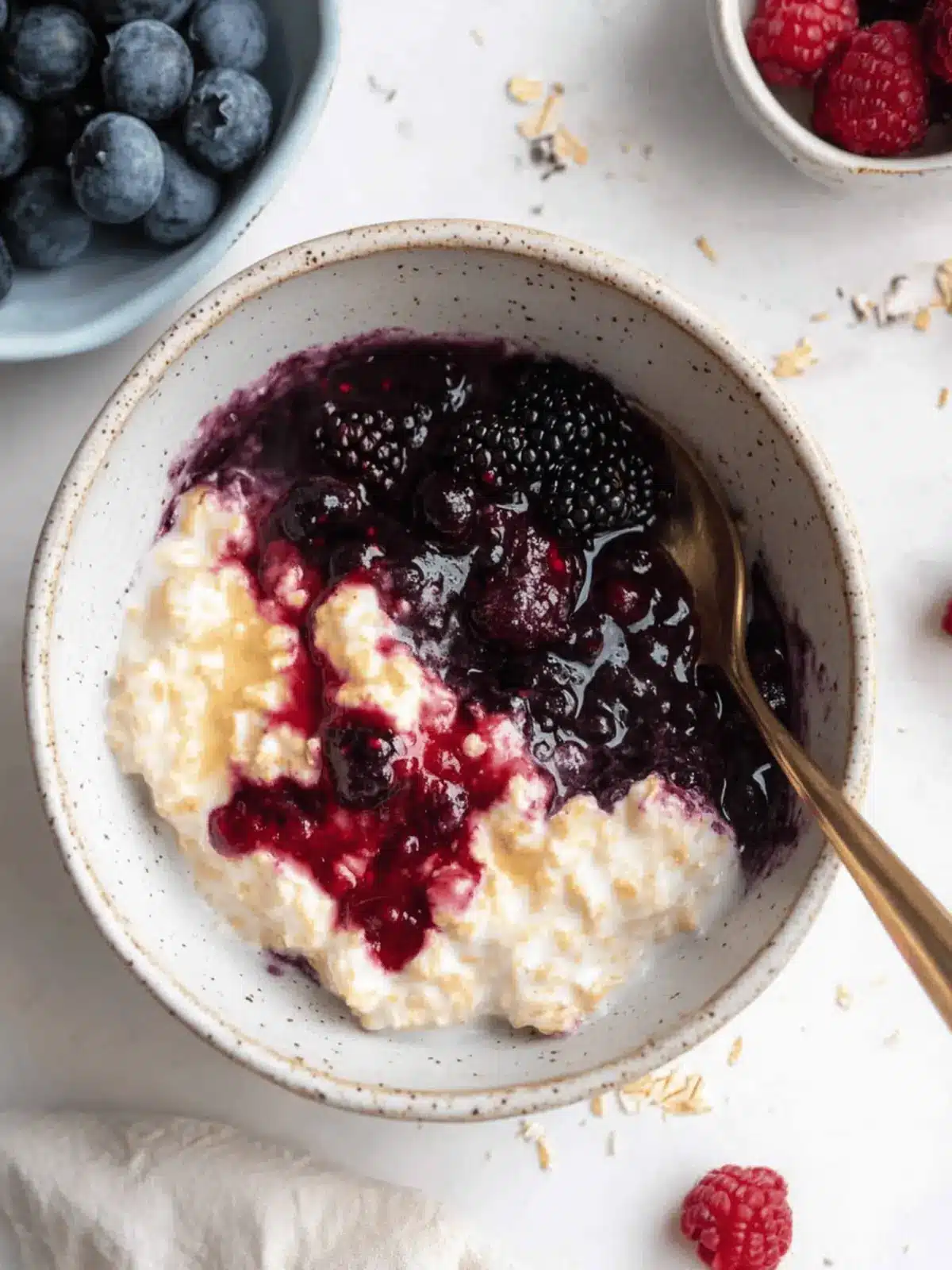 Custard Oats with Mixed Berry Compote