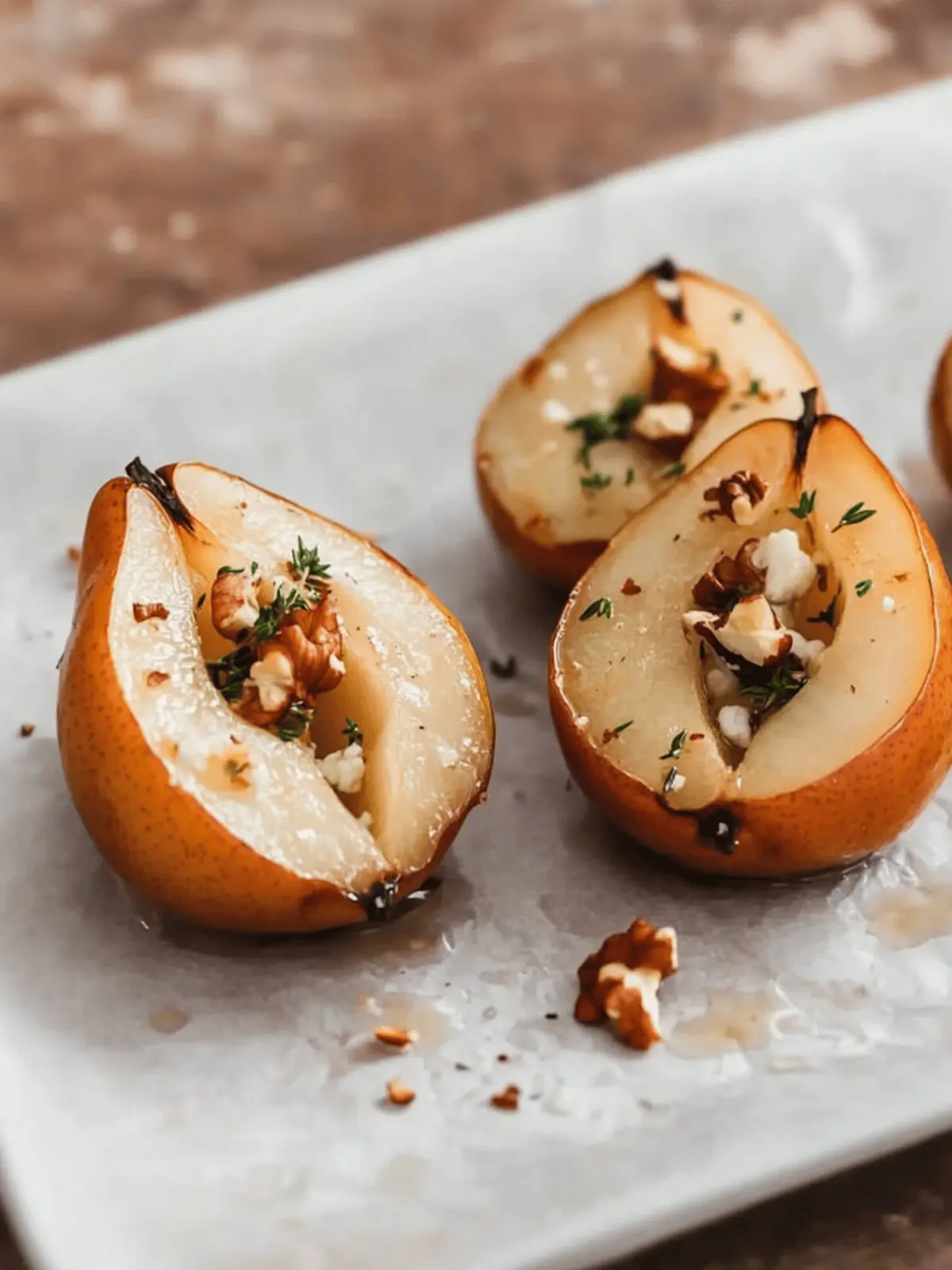 Roasted Pears with Goat Cheese, Hazelnuts & Thyme