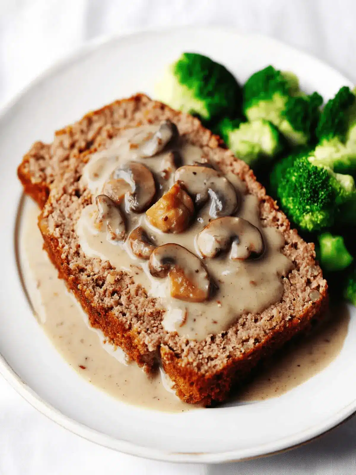 Red Lentil Chickpea Loaf with Mushroom Gravy