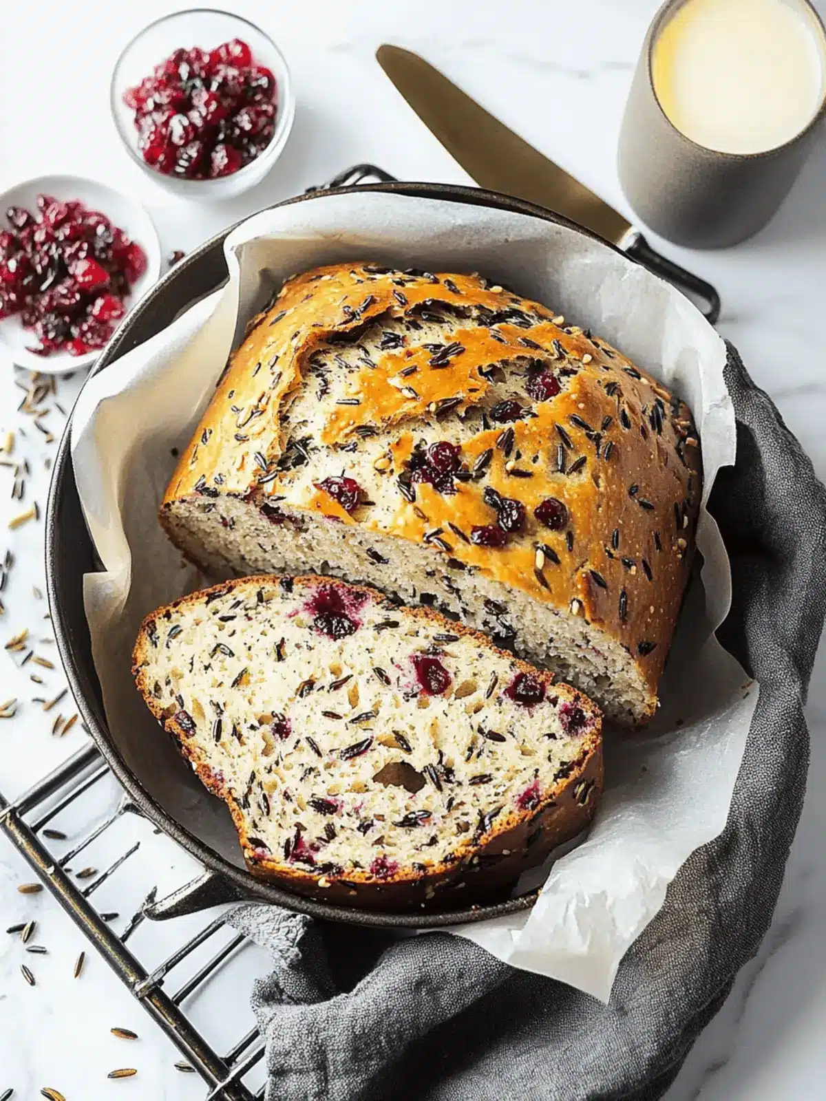 No-Knead Cranberry Wild Rice Bread