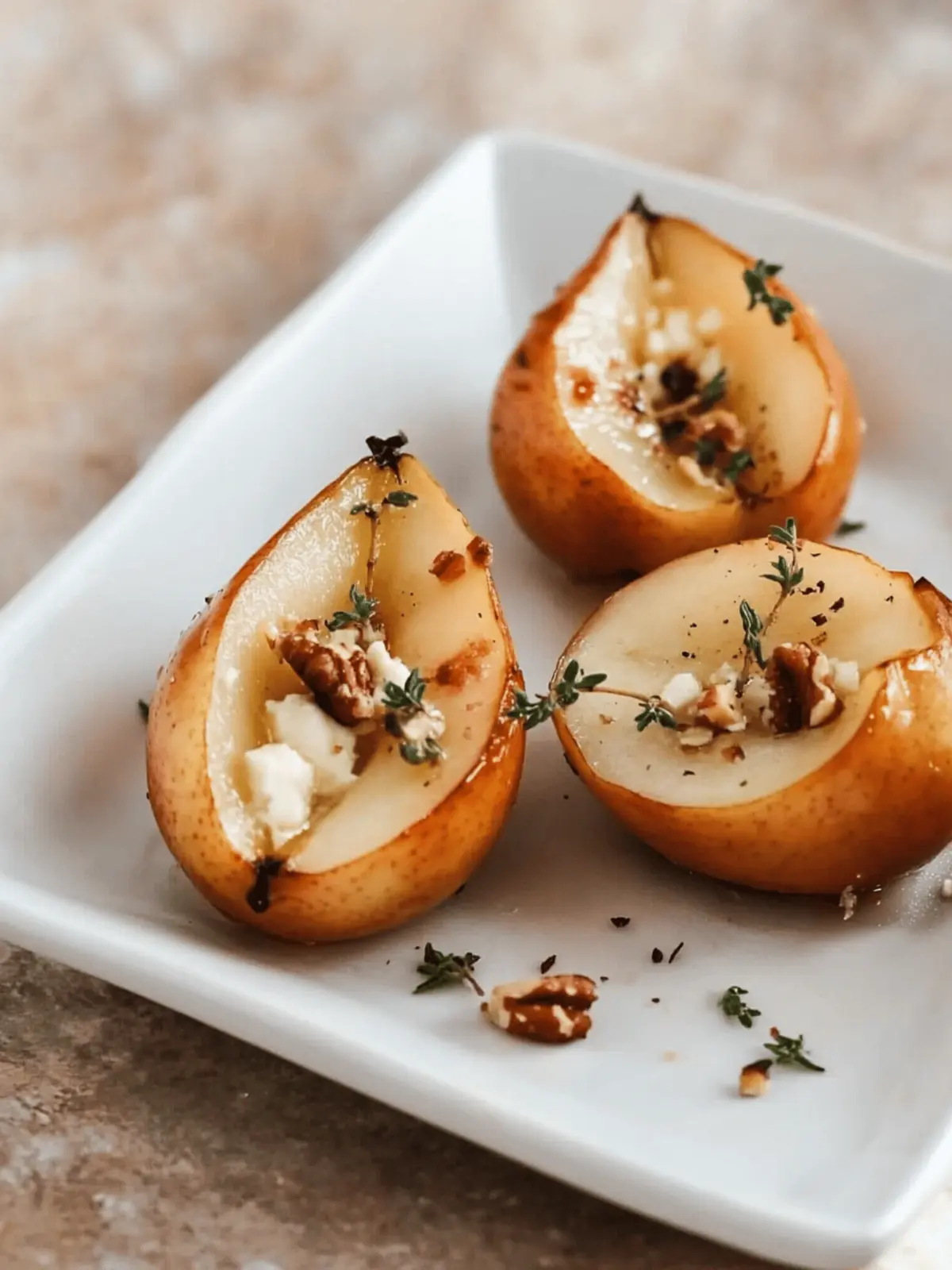 Roasted Pears with Goat Cheese, Hazelnuts & Thyme