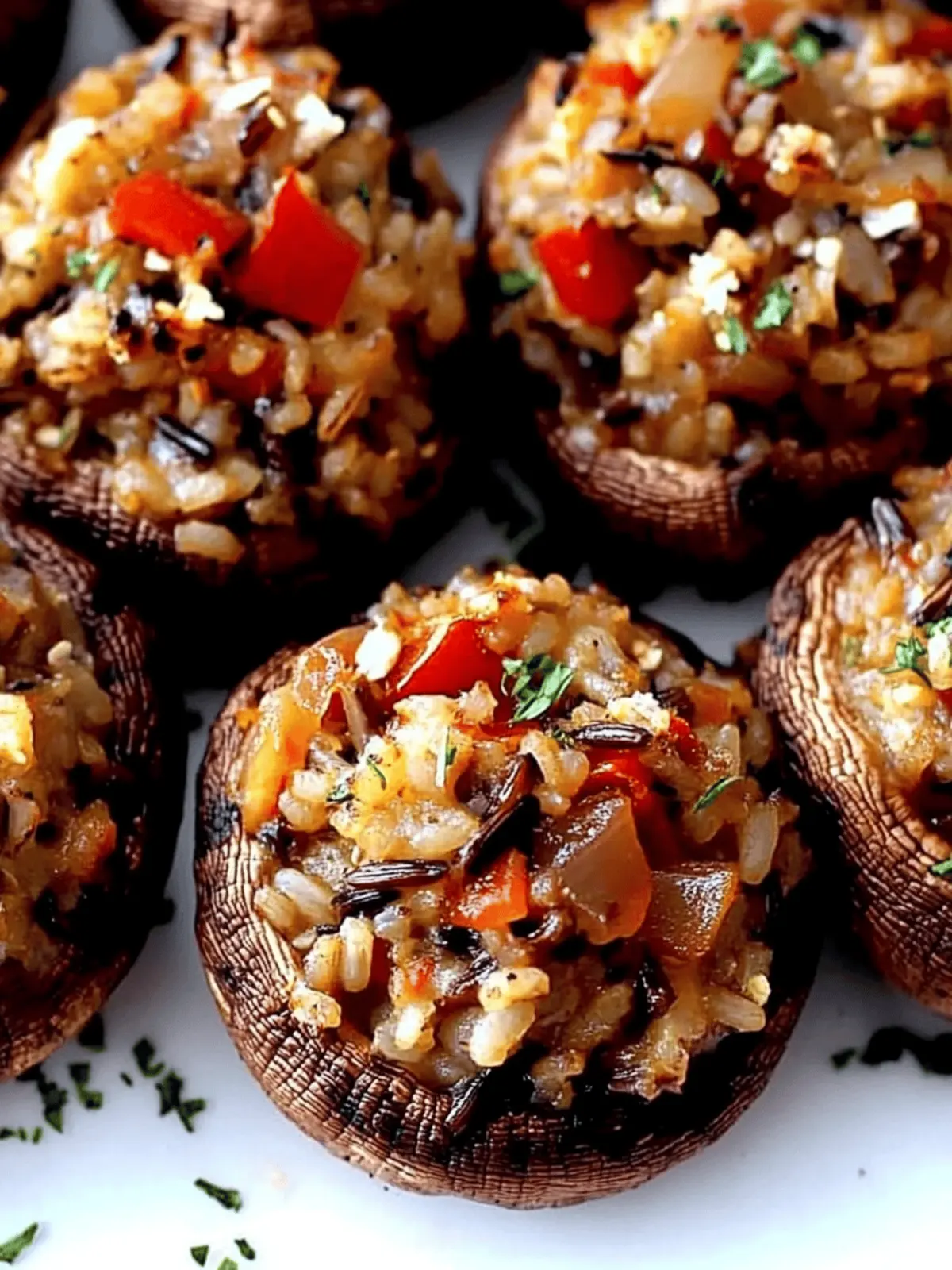 Vegetarian Wild Rice Stuffed Mushrooms