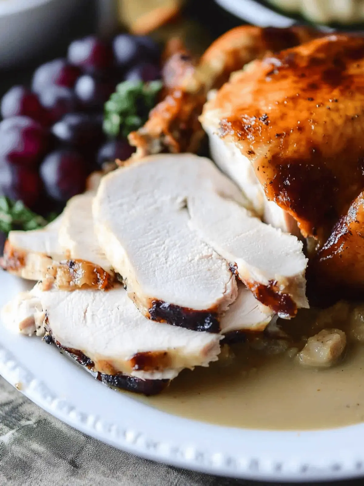 Applewood Smoked Turkey with Cider Bourbon Gravy.