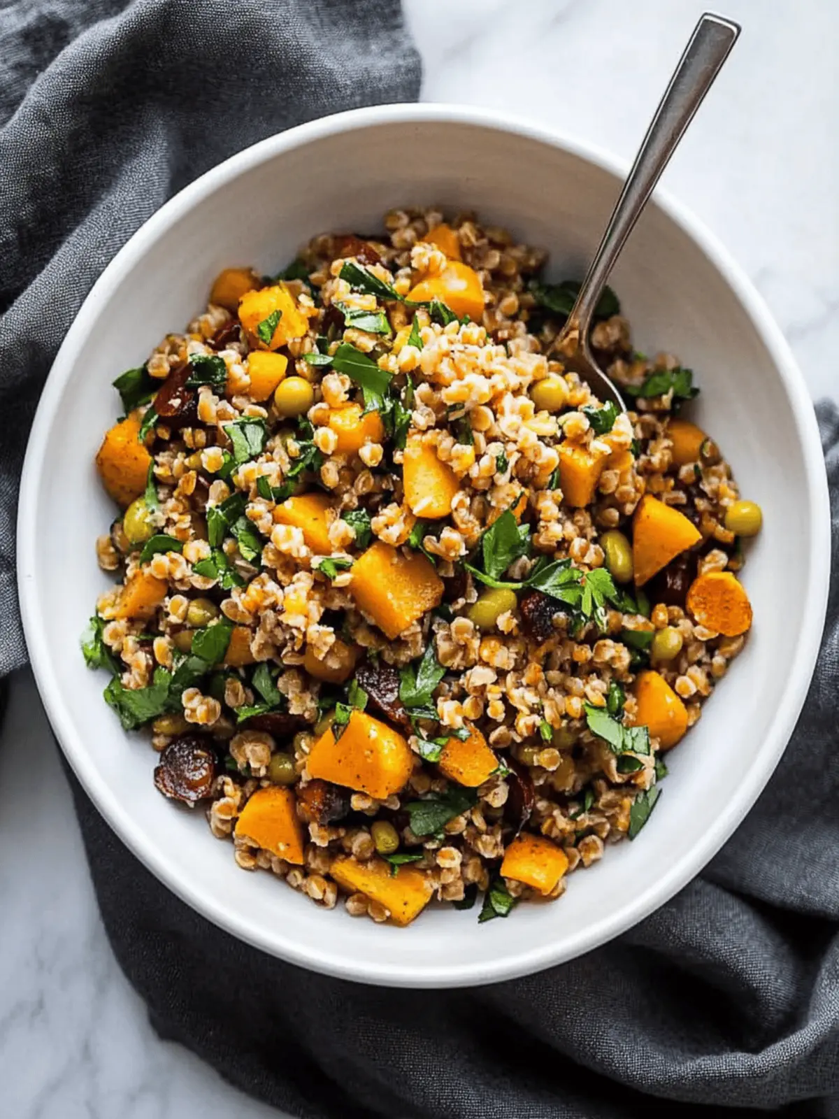 Warm Farro Salad with Roasted Root Vegetables