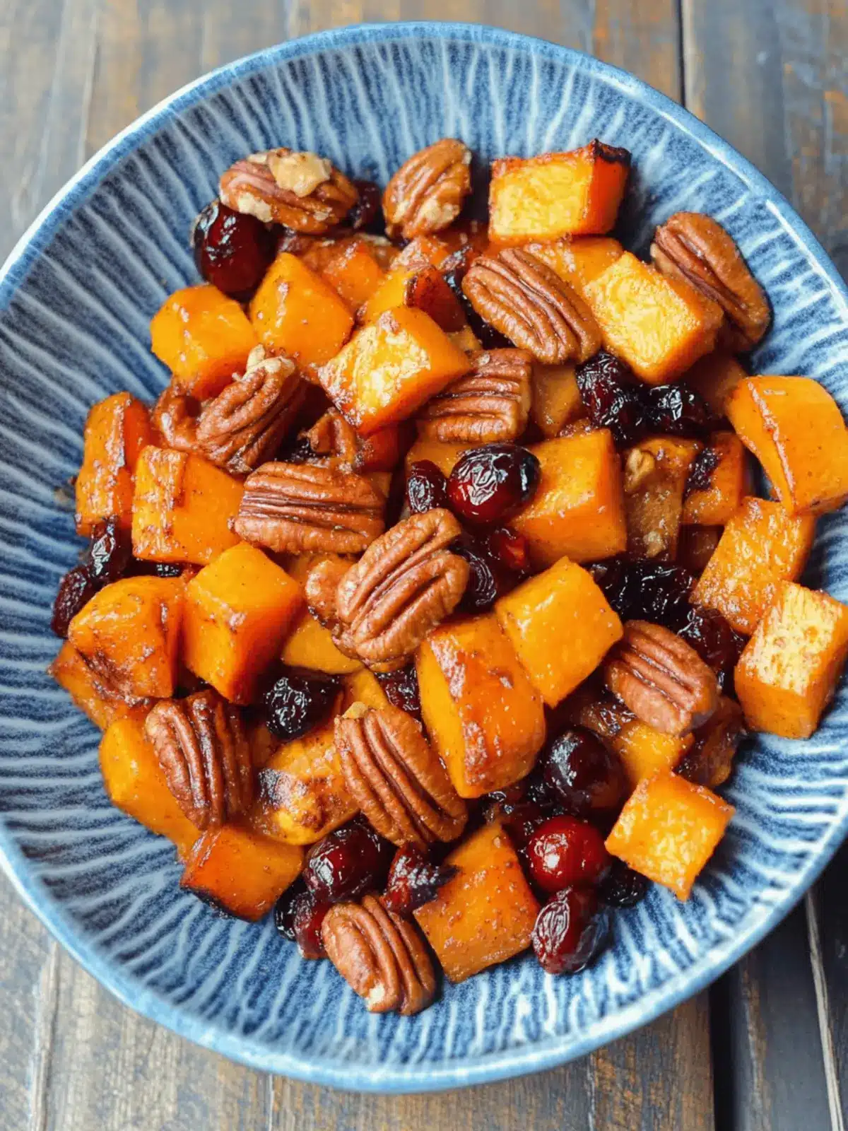 Roasted Butternut Squash with Cranberries and Pecans