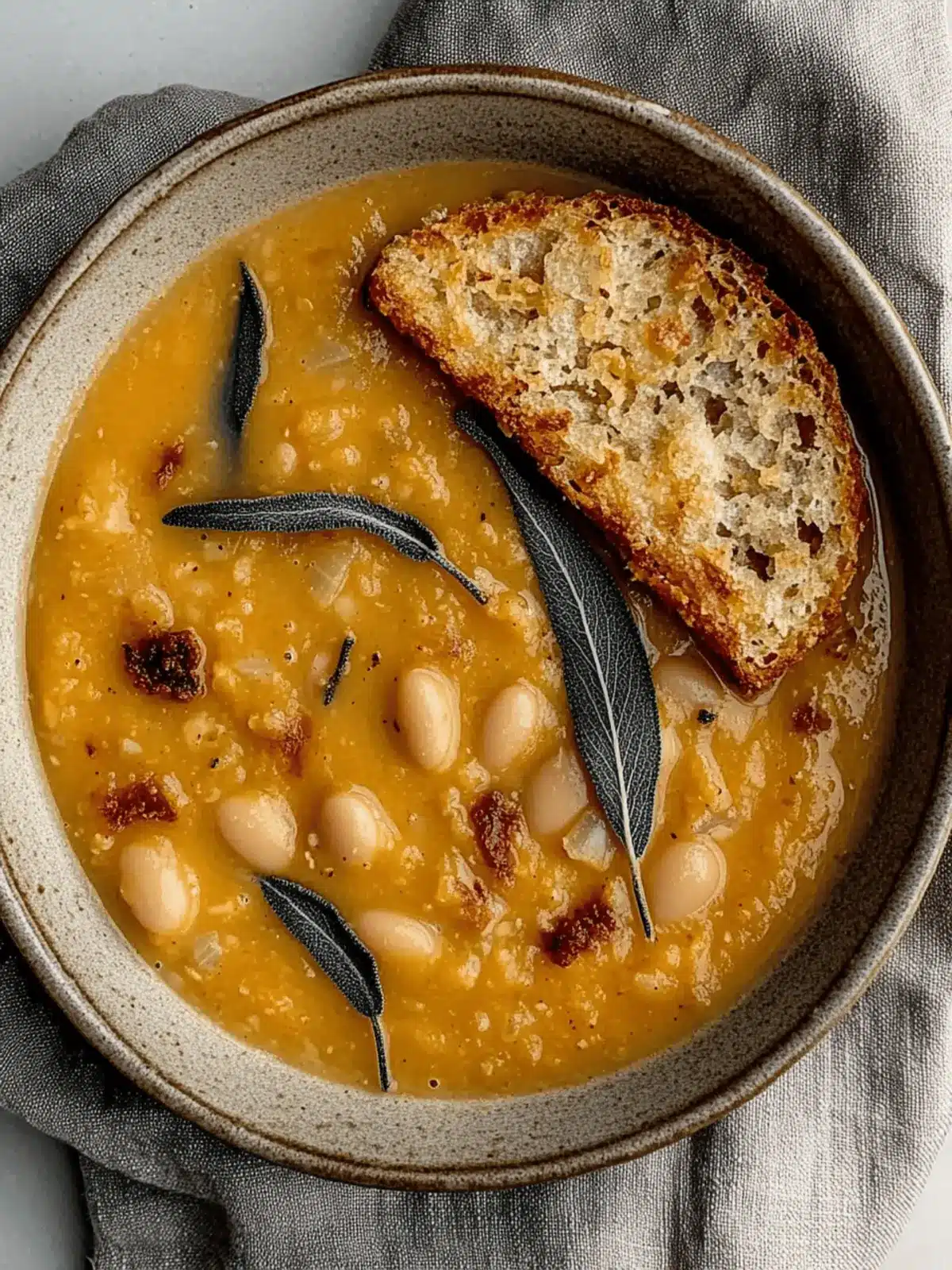 Butternut Squash White Bean Soup with Crispy Sage
