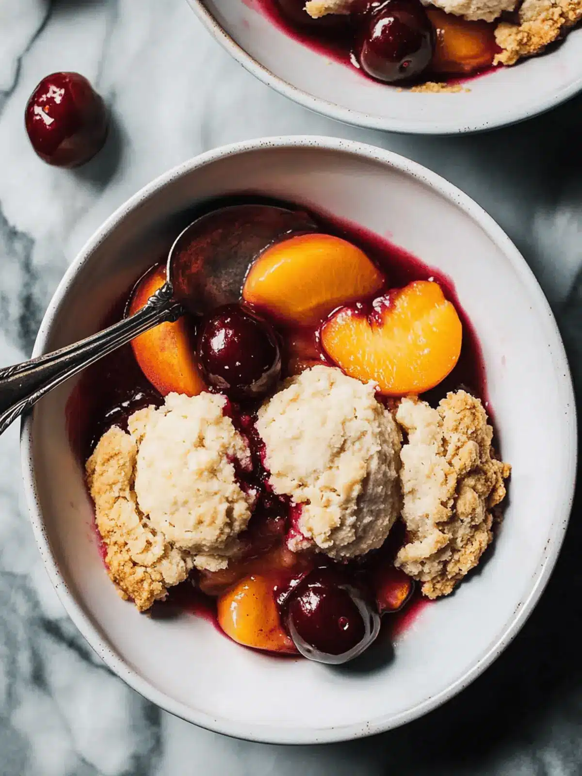 Cherry and Peach Cornmeal Cobbler