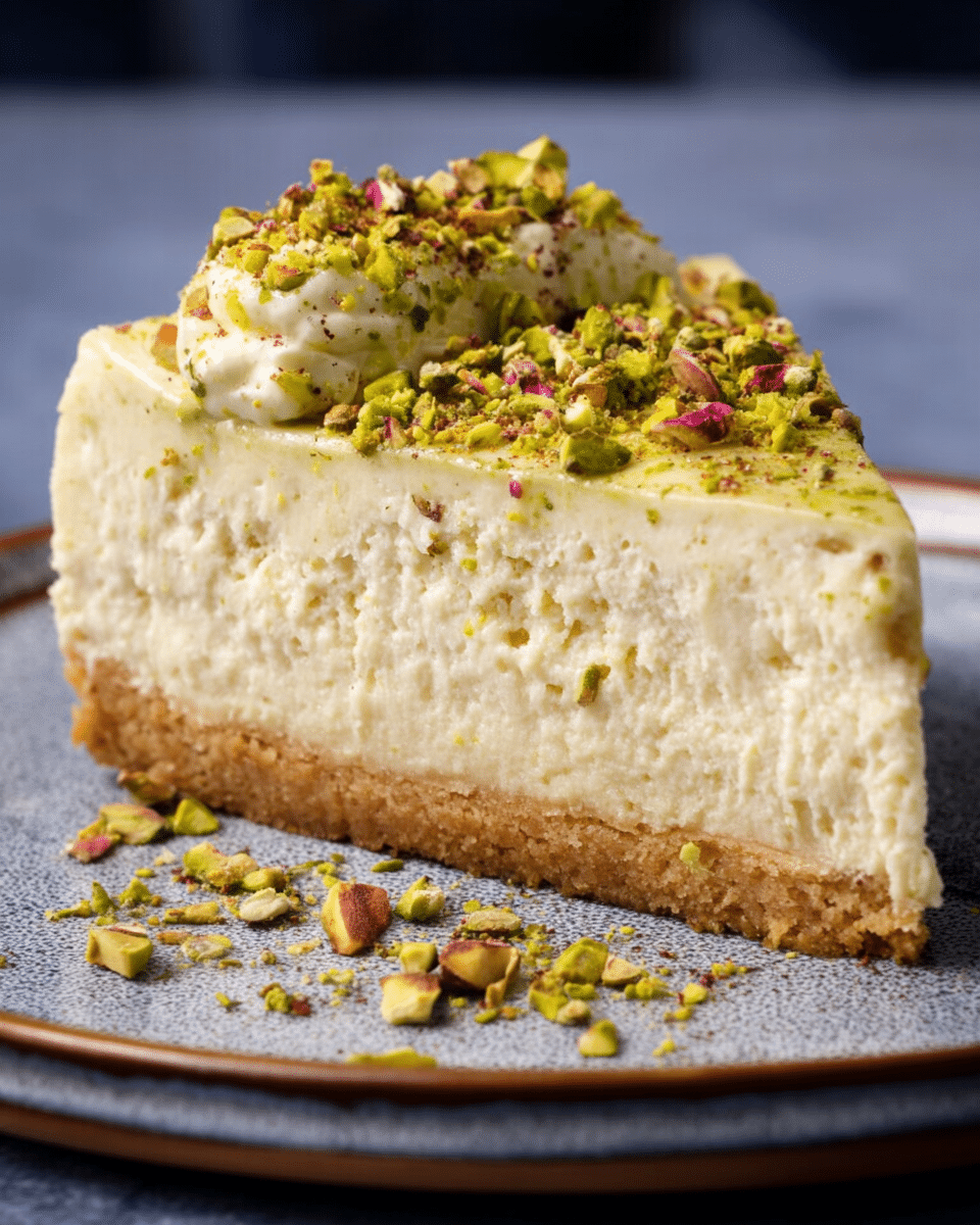 Baked Pistachio Kulfi Cheesecake
