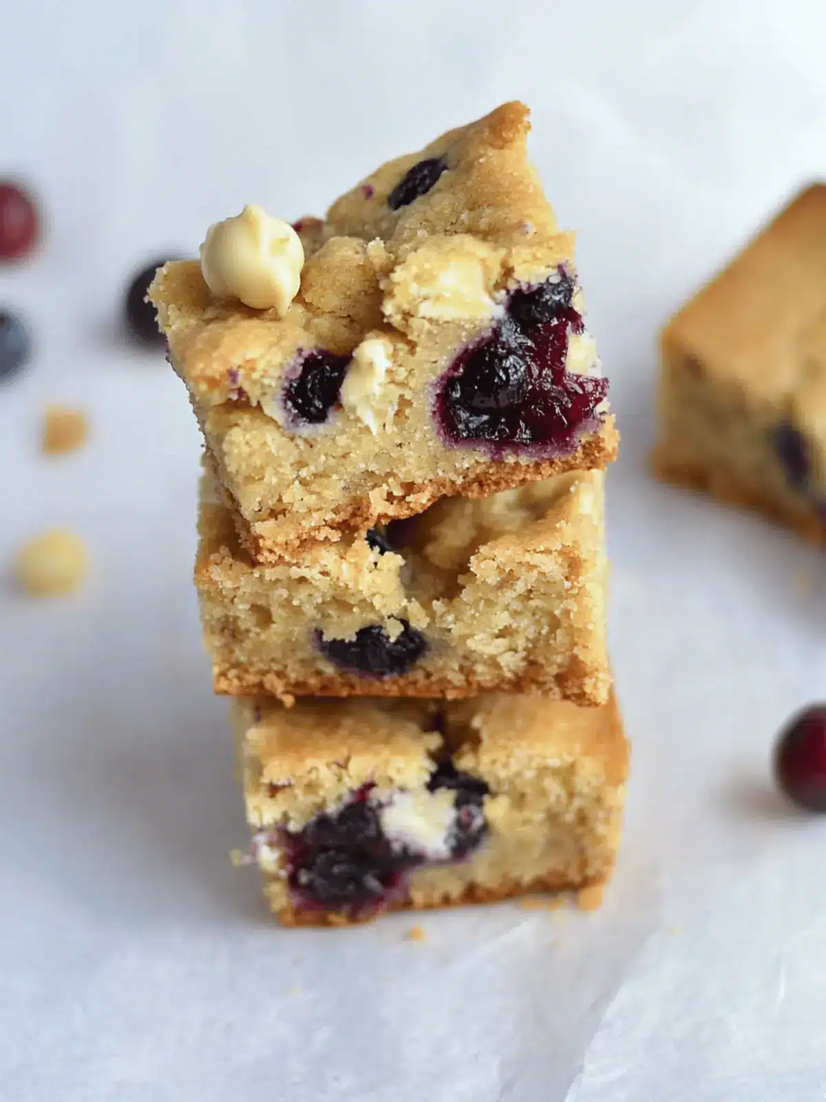 Blueberry Cranberry and White Chocolate Cookie Bars