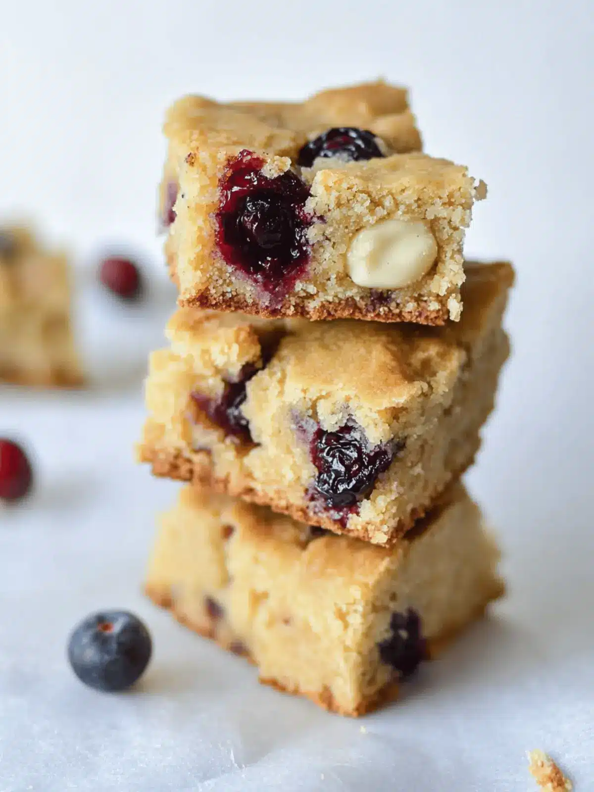 Blueberry Cranberry and White Chocolate Cookie Bars