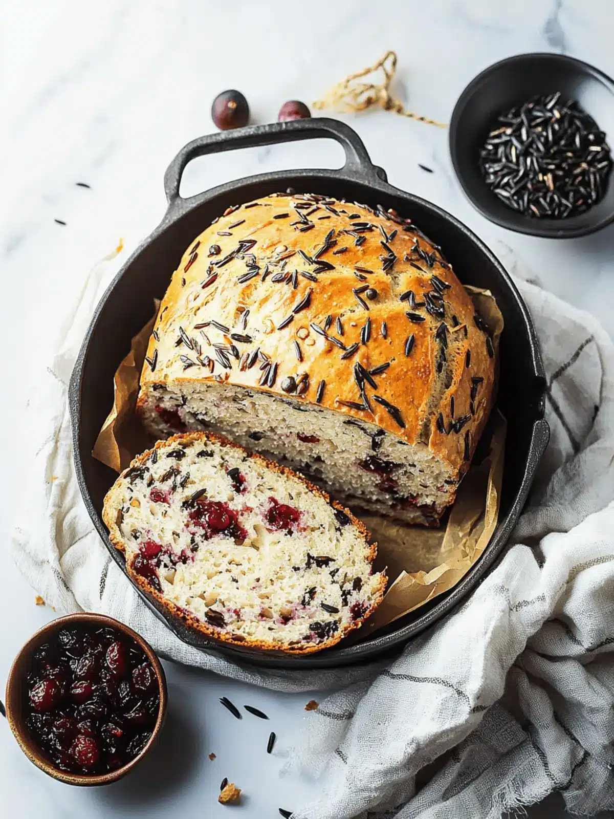 No-Knead Cranberry Wild Rice Bread