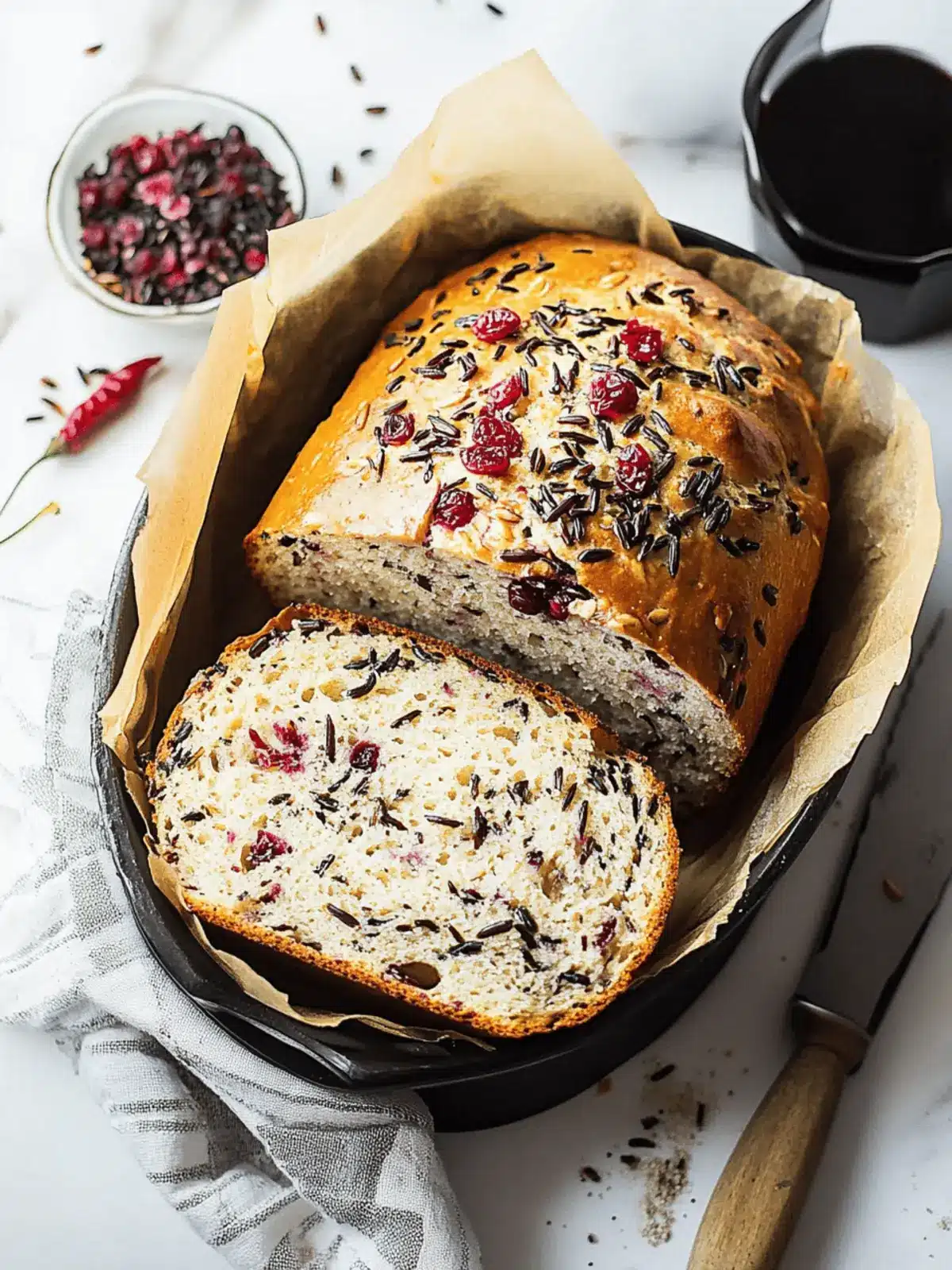 No-Knead Cranberry Wild Rice Bread