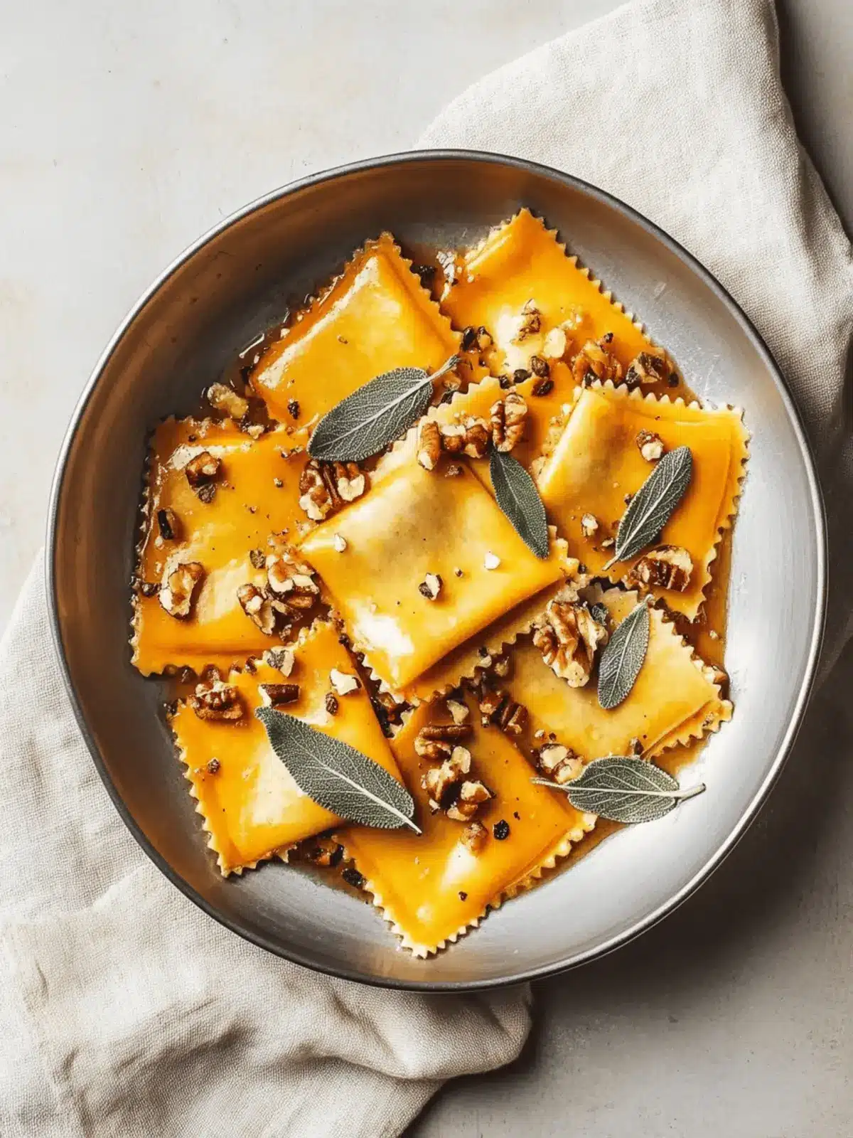 Pumpkin Ravioli with Sage, Brown Butter, and Toasted Walnuts