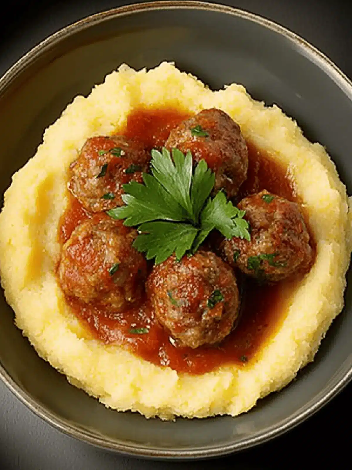 Classic Meatballs on Cheesy Polenta