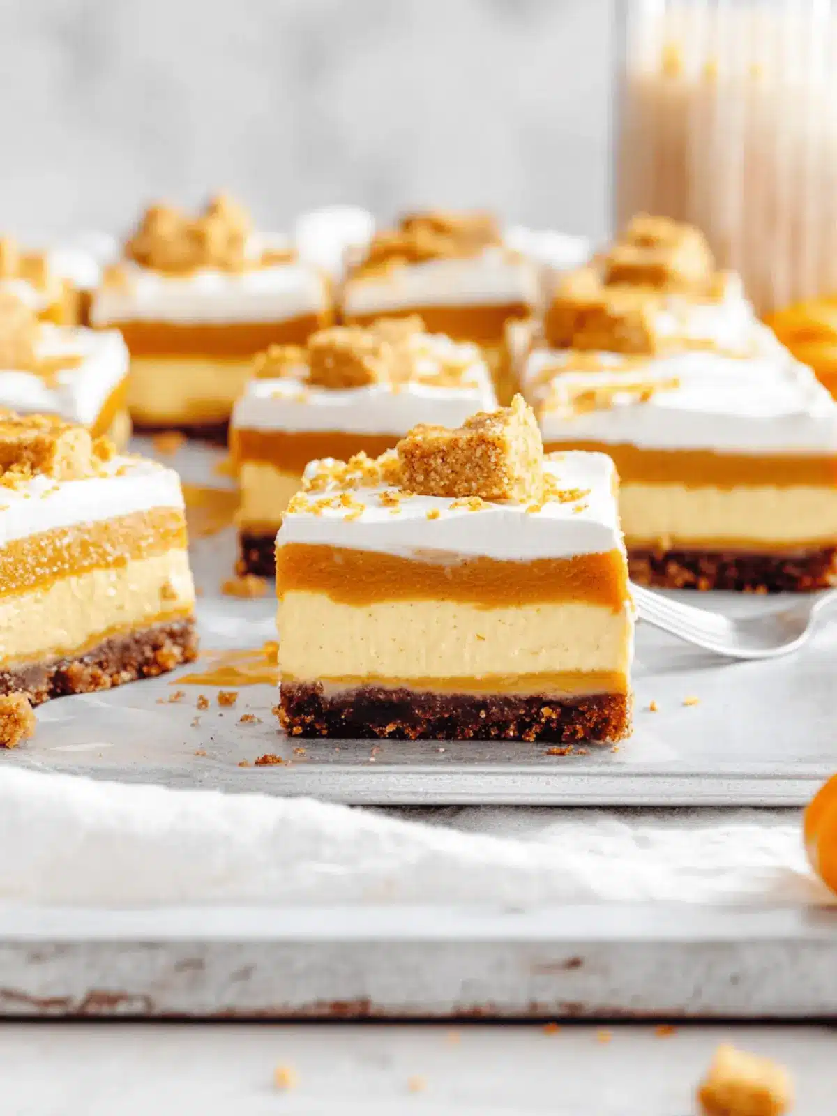 Maple Pumpkin Cheesecake Bars with Gingersnap Crust