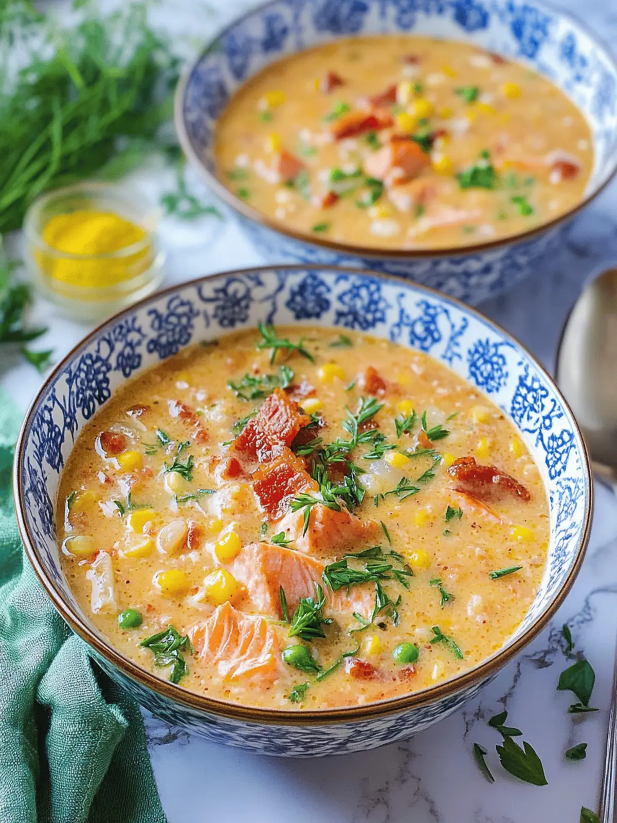 Creamy Smoked Salmon Chowder with Bacon & Corn