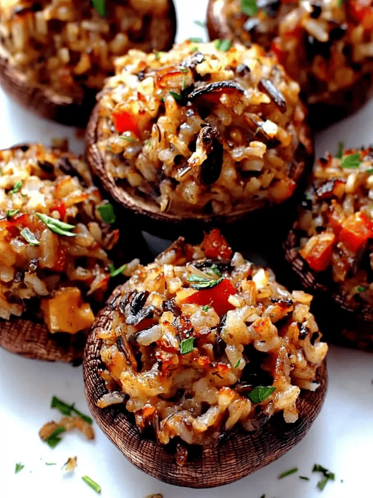 Vegetarian Wild Rice Stuffed Mushrooms