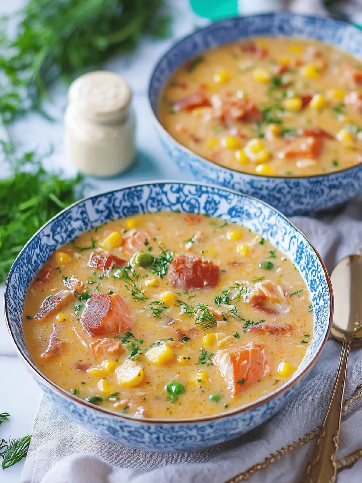 Creamy Smoked Salmon Chowder with Bacon & Corn