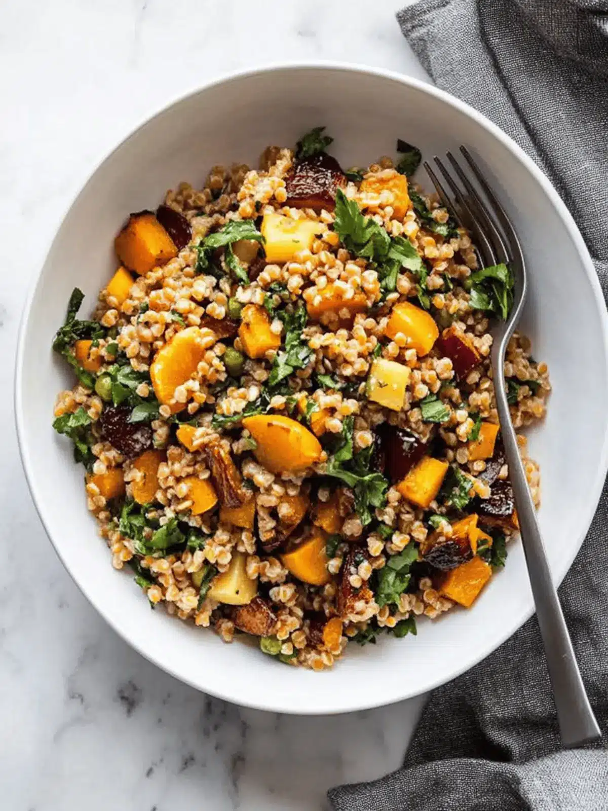 Warm Farro Salad with Roasted Root Vegetables