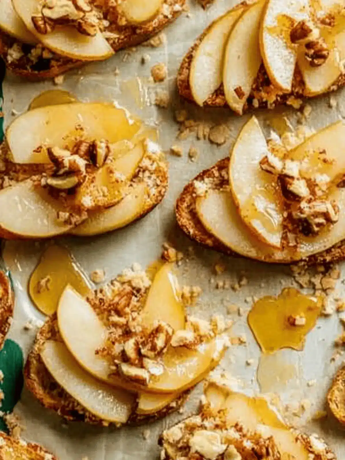 Parmesan Crusted Crostini with Pear, Walnuts & Hot Honey