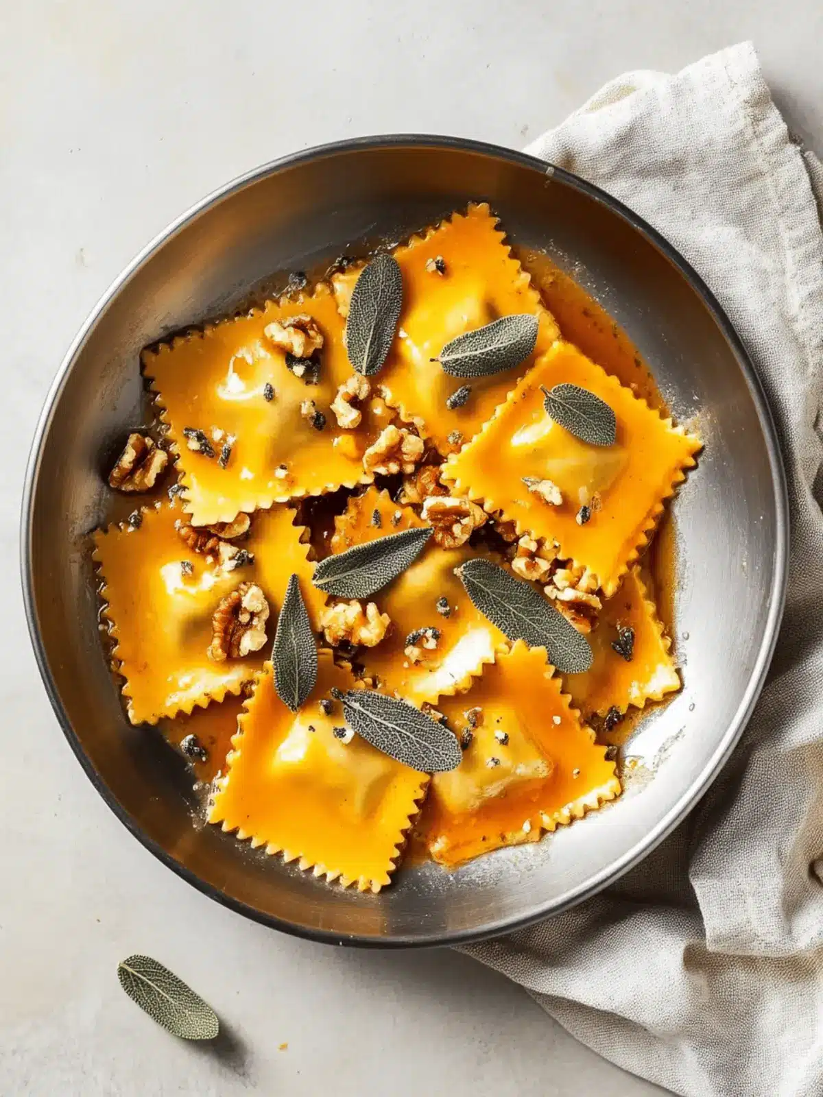Pumpkin Ravioli with Sage, Brown Butter, and Toasted Walnuts