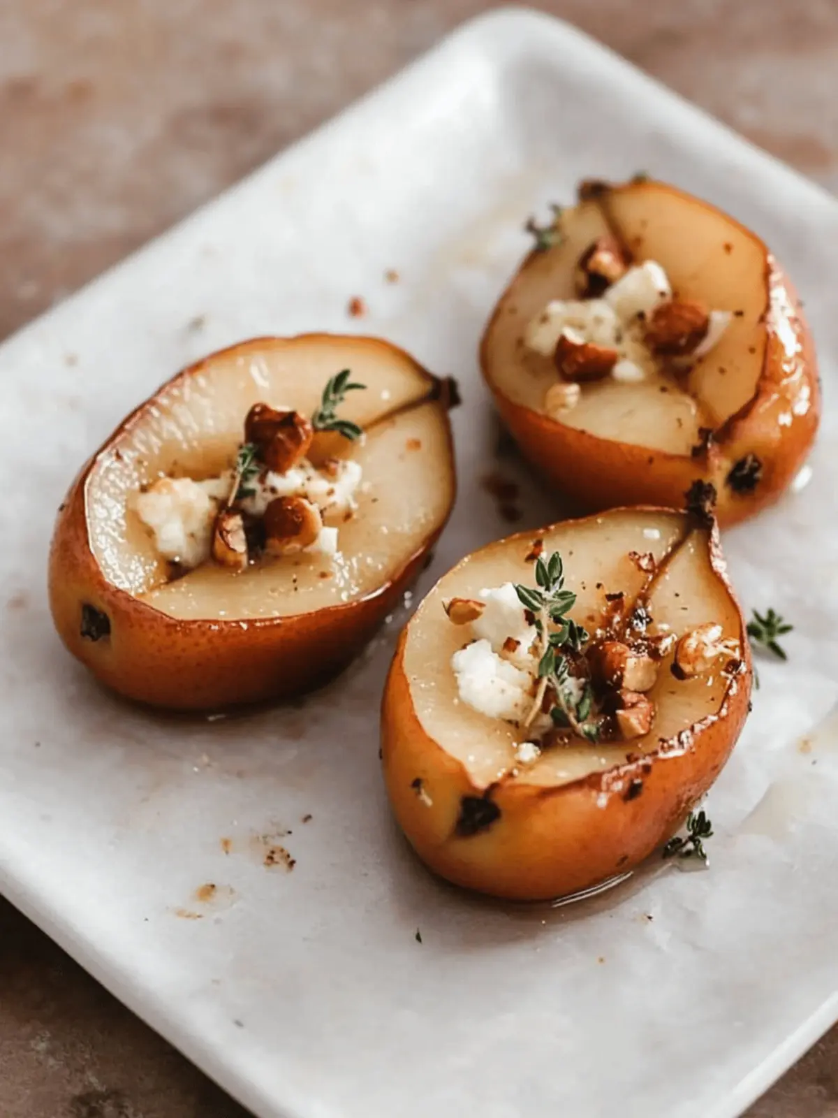 Roasted Pears with Goat Cheese, Hazelnuts & Thyme