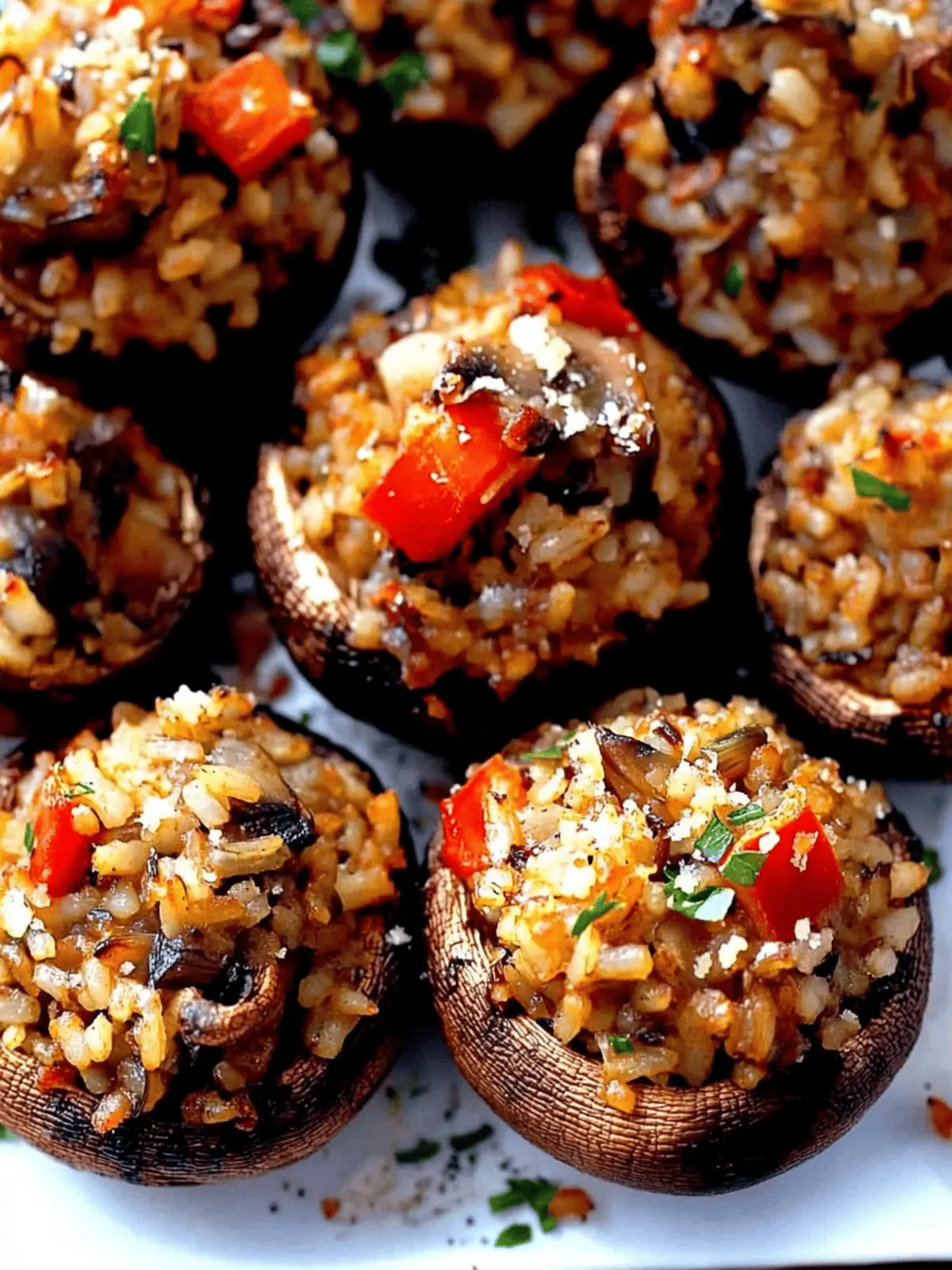 Vegetarian Wild Rice Stuffed Mushrooms