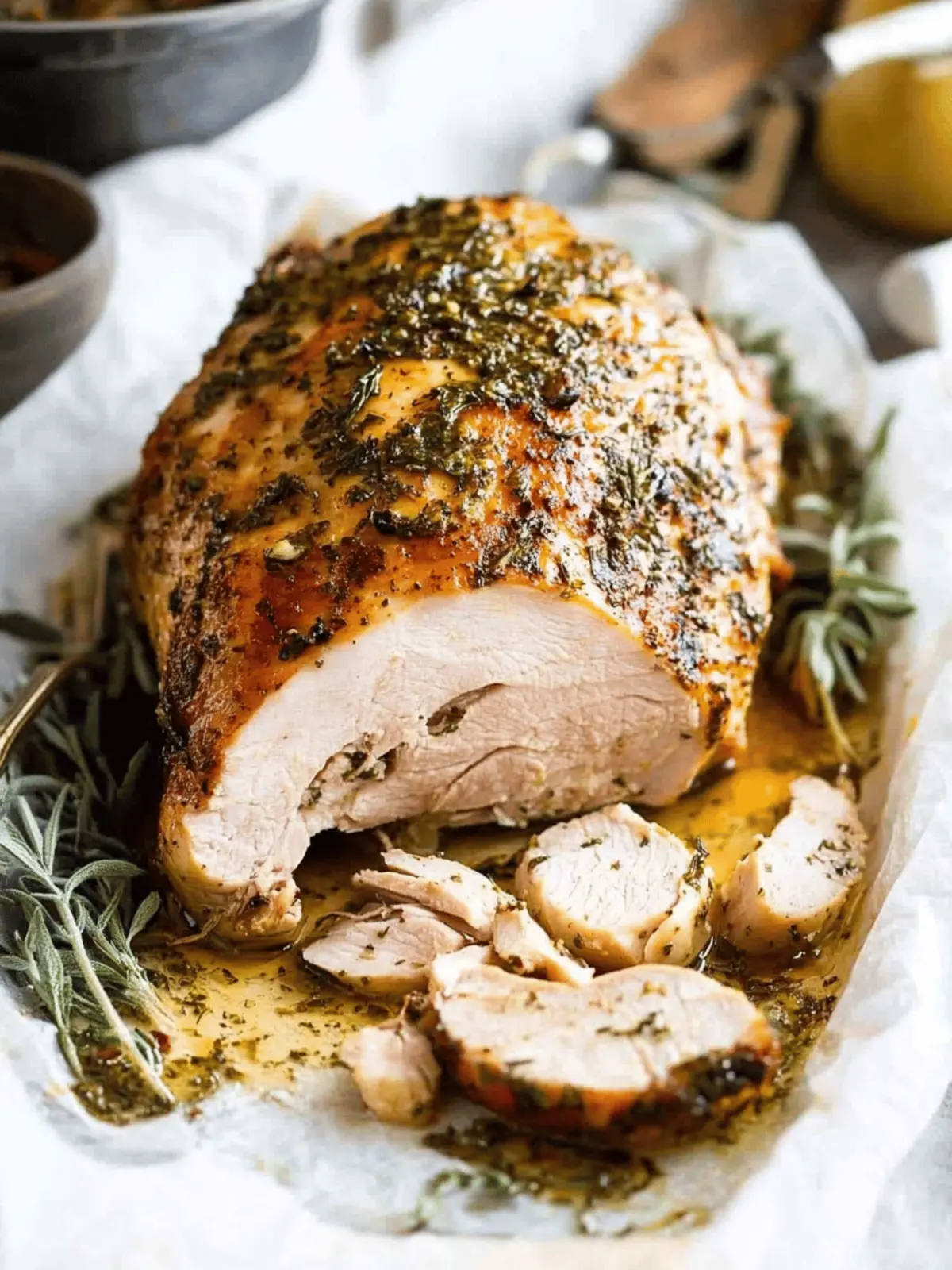Roast Turkey Breast with Garlic Herb Butter