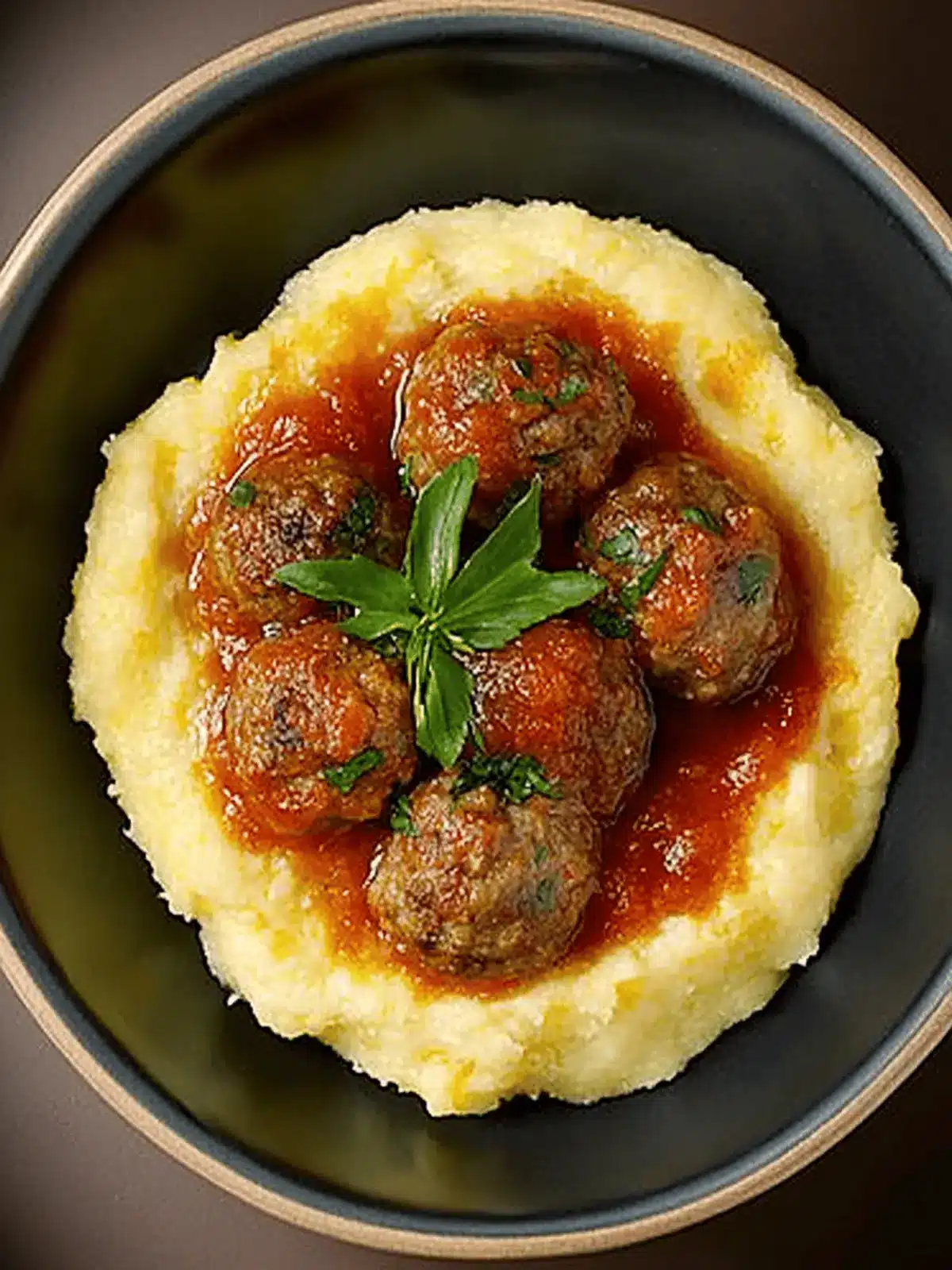 Classic Meatballs on Cheesy Polenta