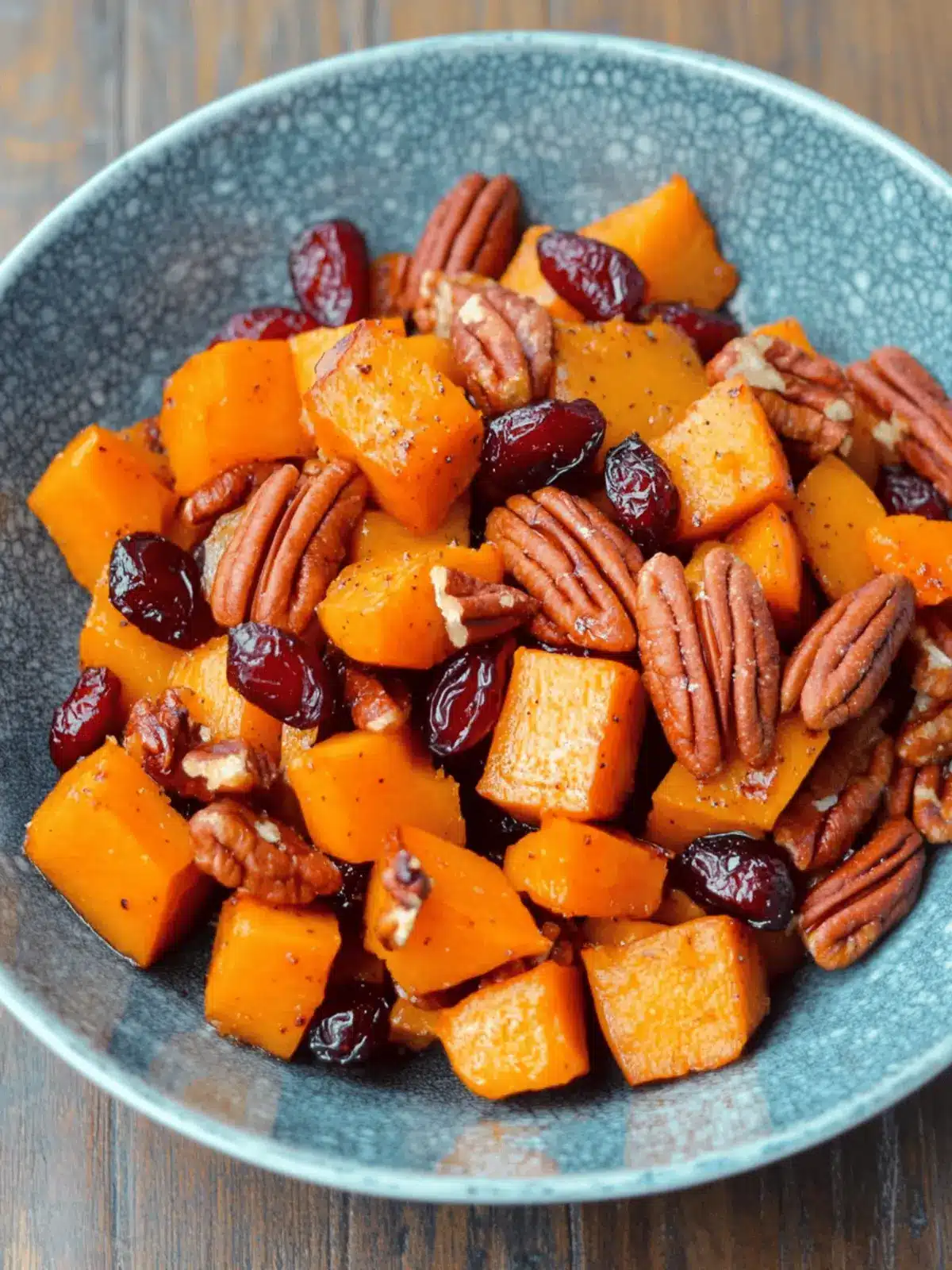 Roasted Butternut Squash with Cranberries and Pecans