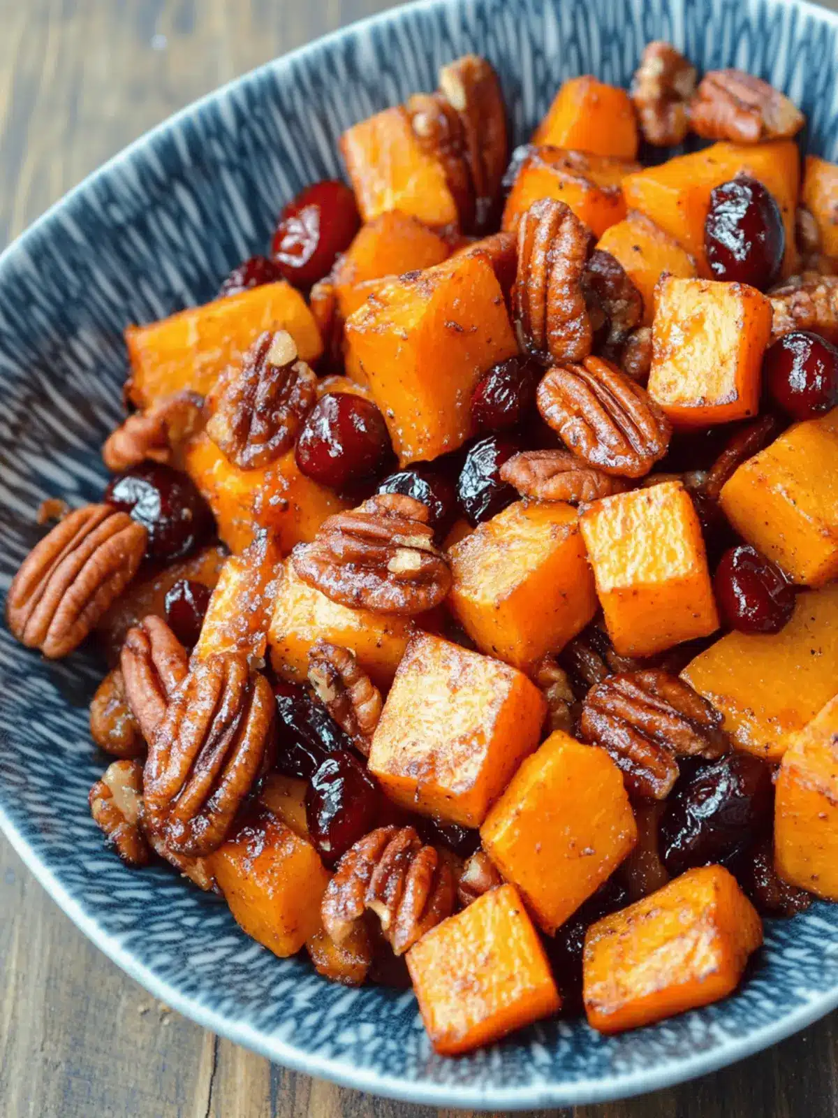 Roasted Butternut Squash with Cranberries and Pecans