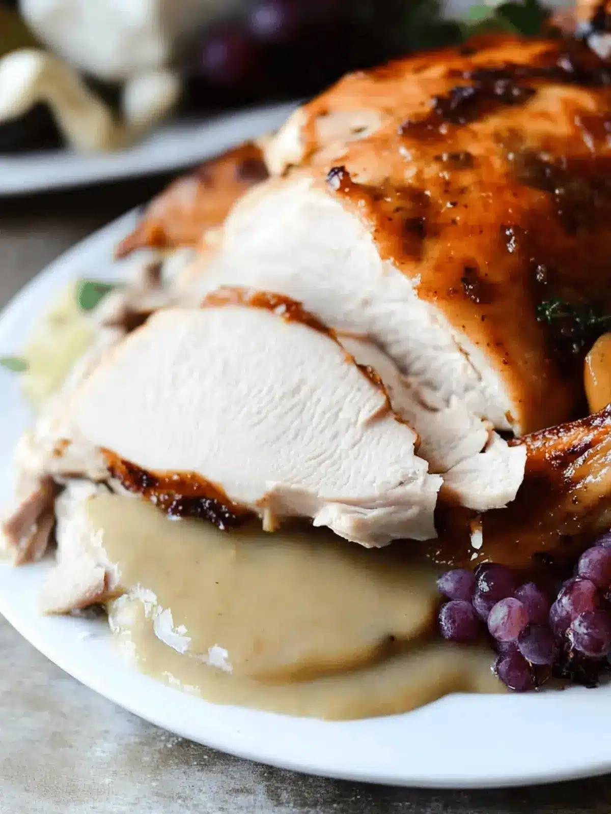 Applewood Smoked Turkey with Cider Bourbon Gravy.