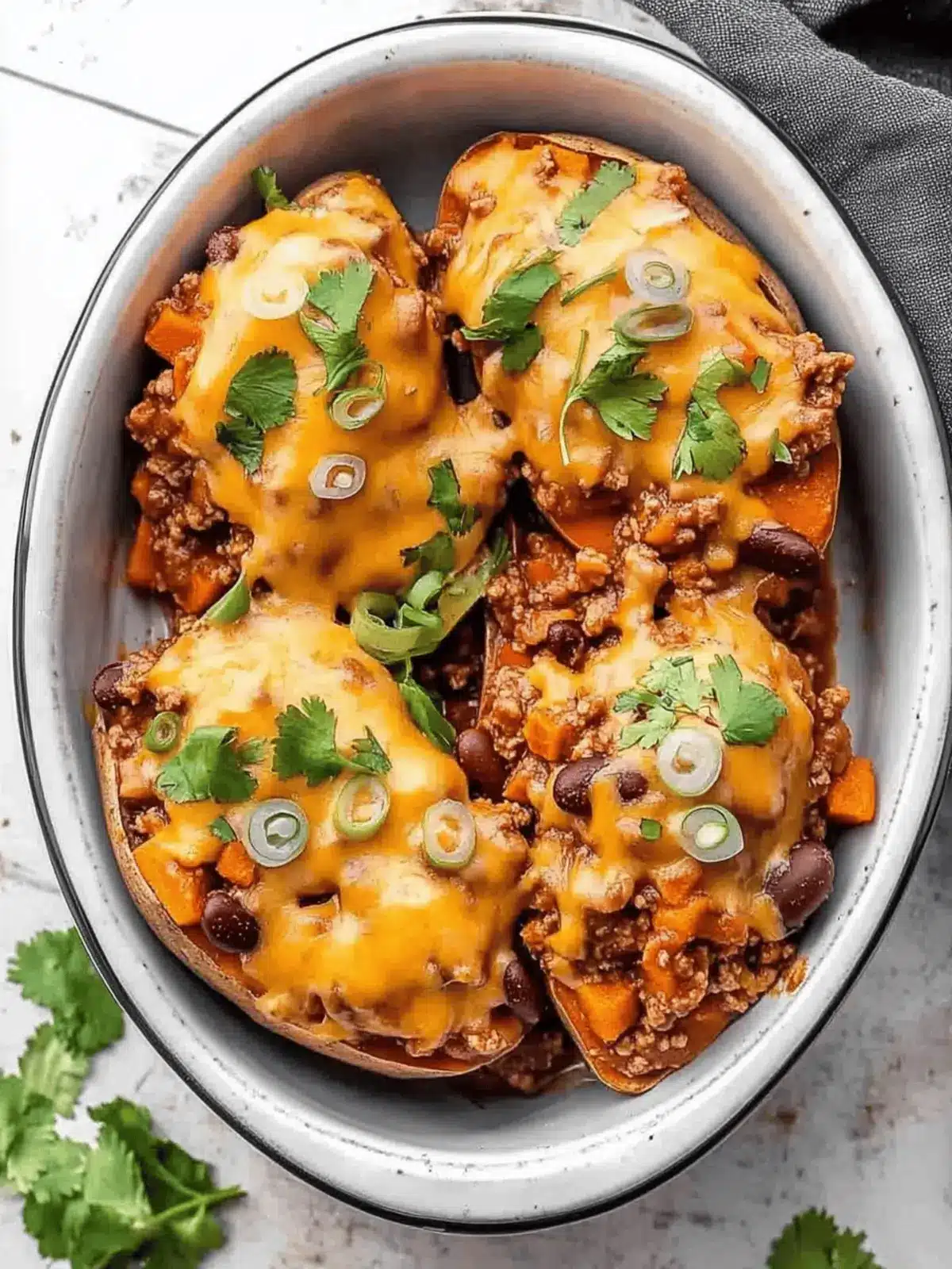 Turkey Chili Smothered Sweet Potatoes