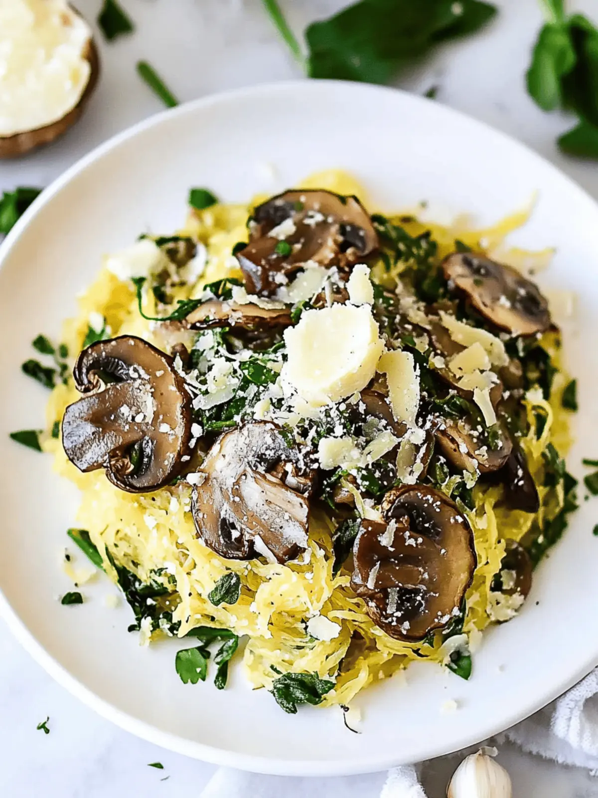 Roasted Spaghetti Squash with Mushrooms, Garlic & Sage