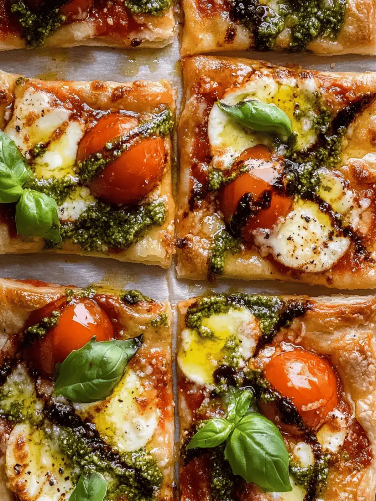 Pesto Caprese Puff Pastry Pizza