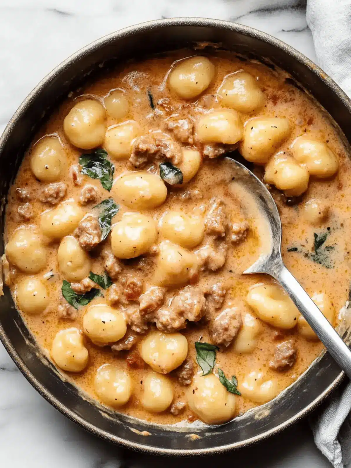 One Pan Creamy Gnocchi with Sausage