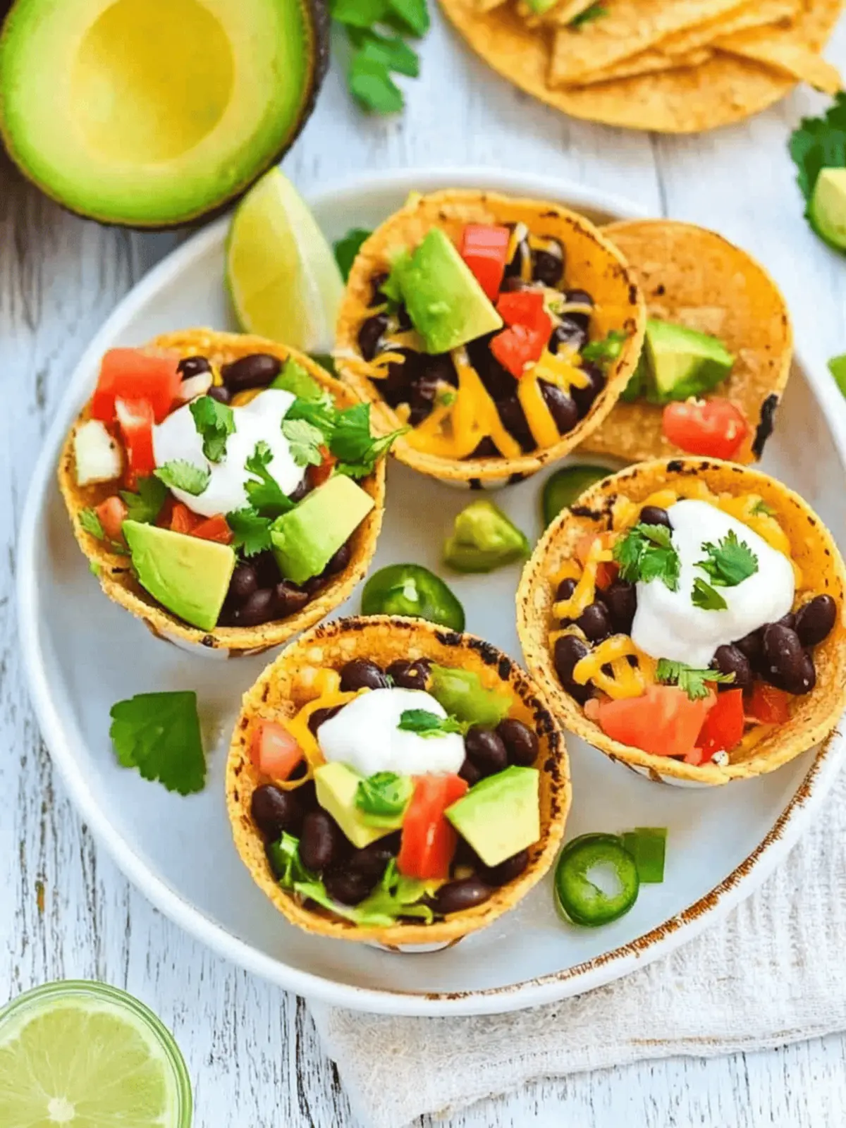 Taco Cups with Black Beans and Avocado