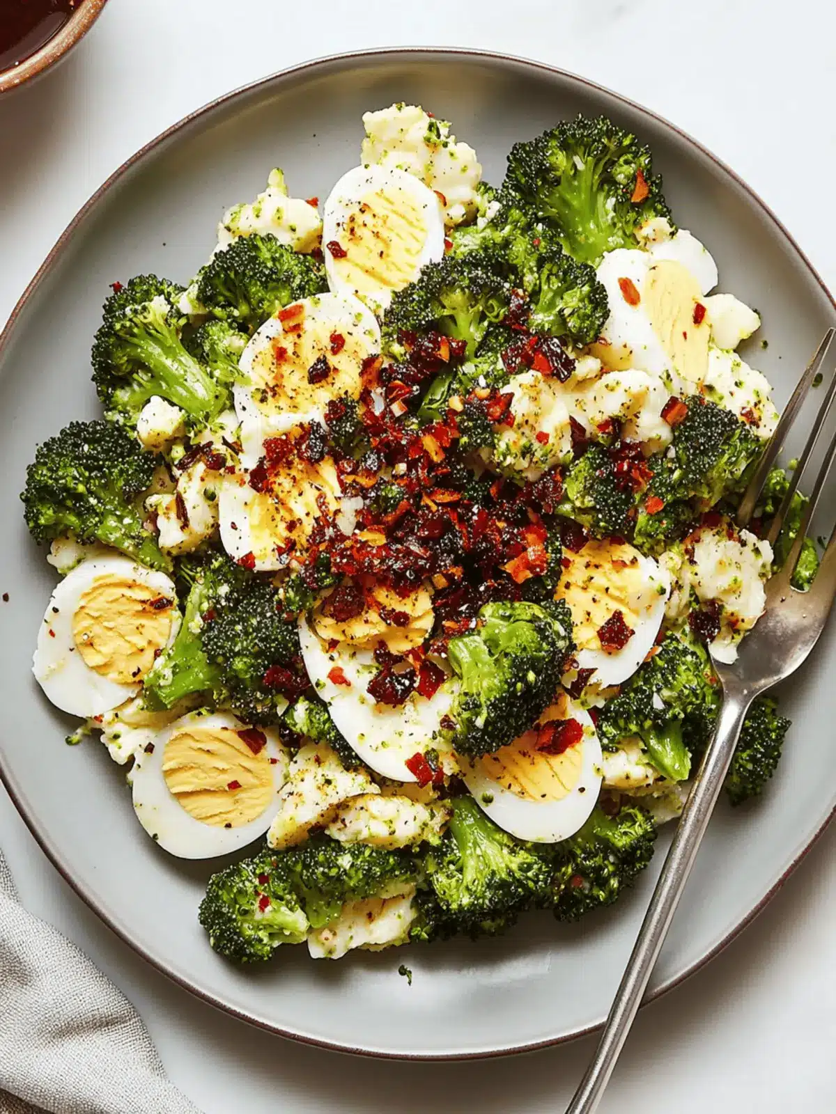 Egg Salad With Grilled Broccoli and Chili Crisp