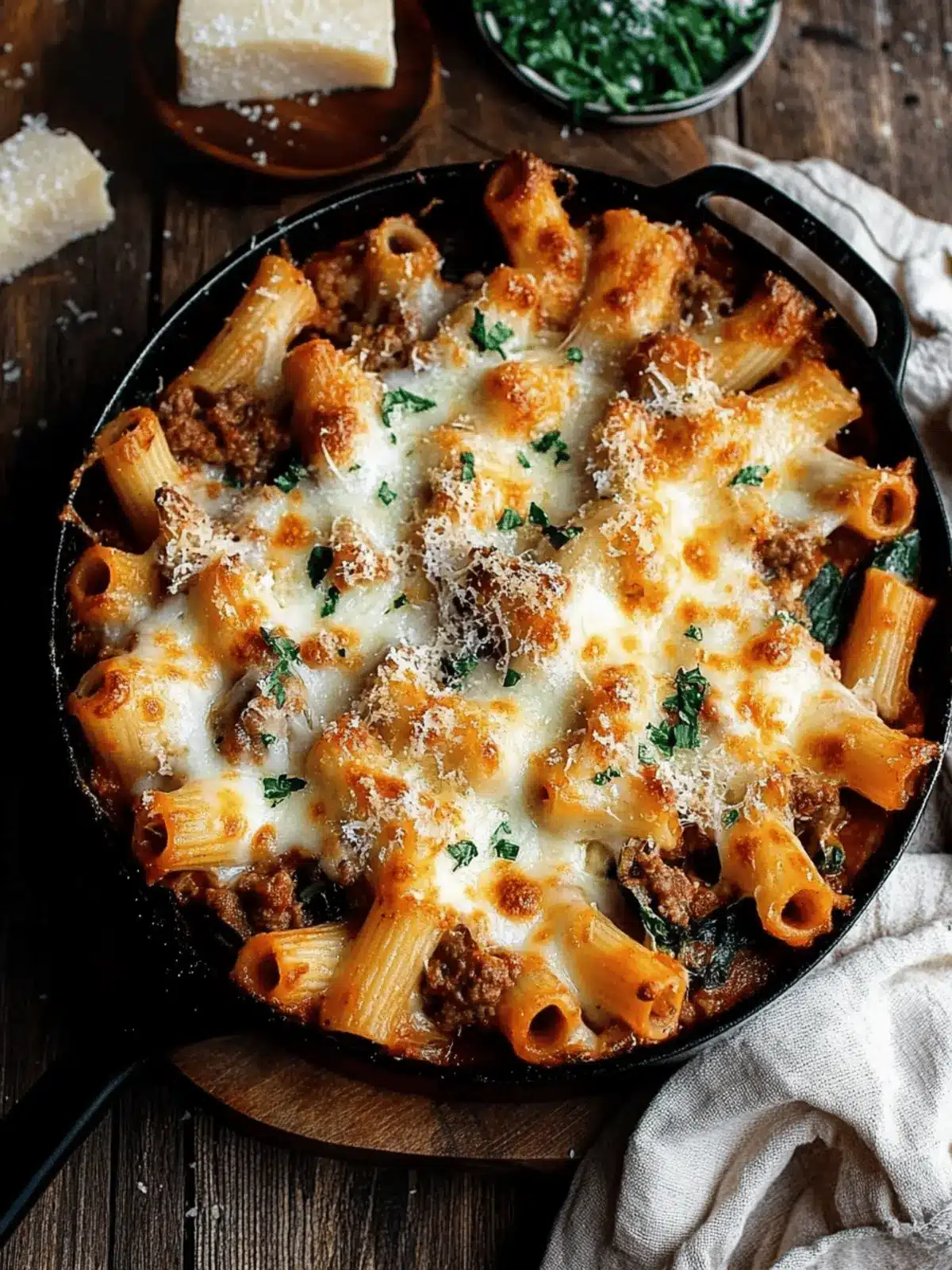 Cheesy Baked Rigatoni with Italian Sausage & Spinach Magic 2 Cheesy Baked Rigatoni with Italian Sausage & Spinach