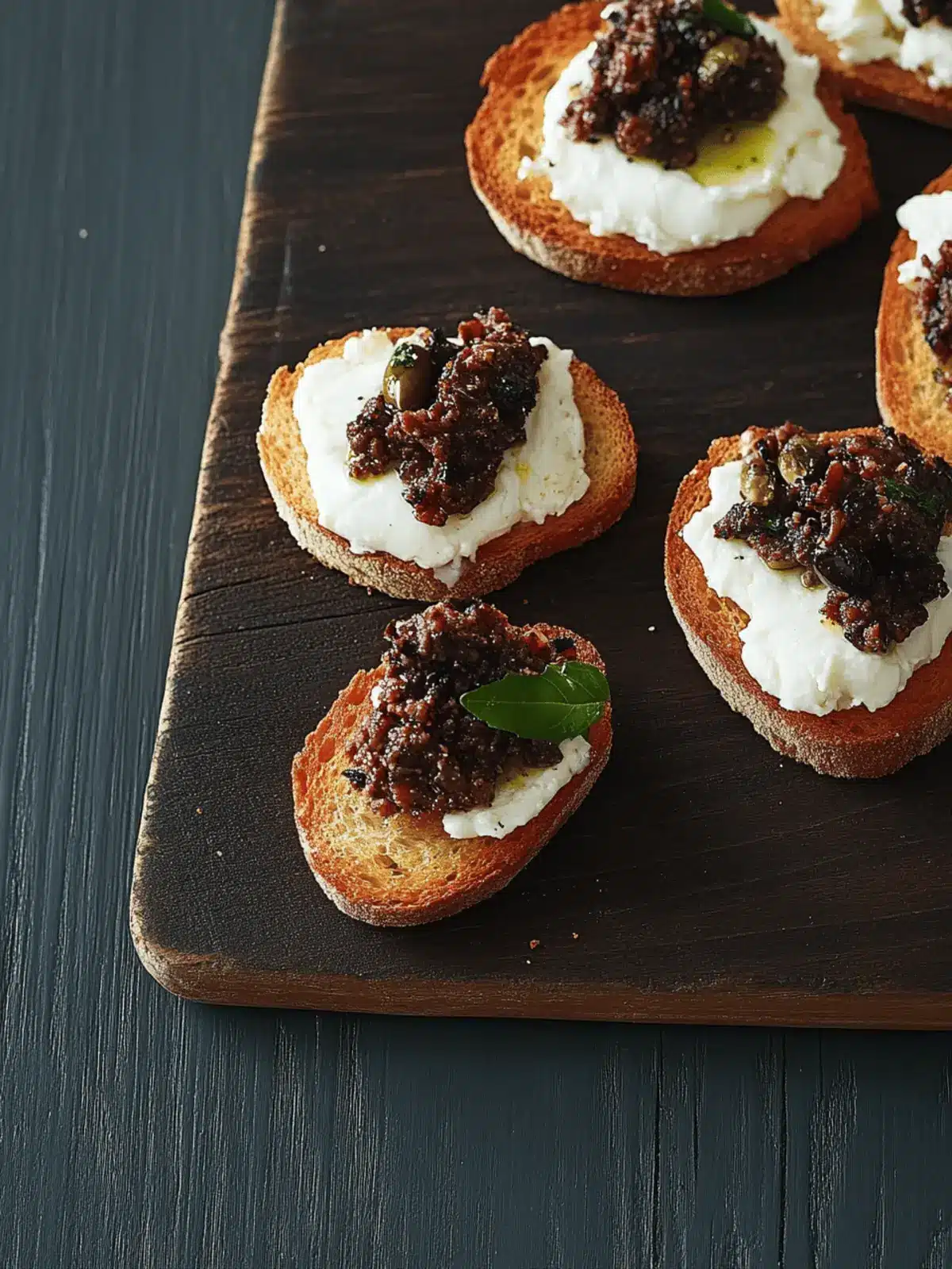 Burrata and Olive Tapenade Crostini